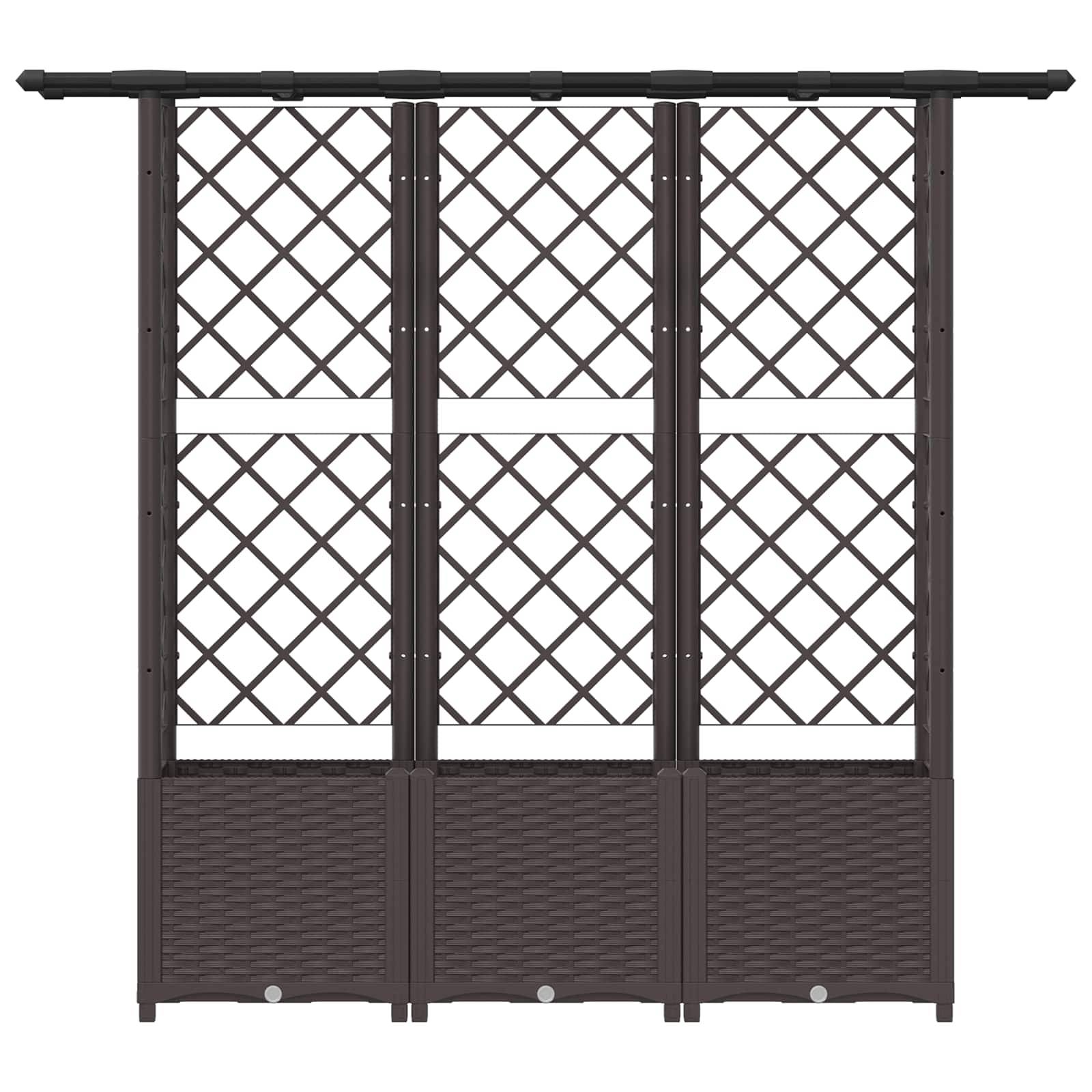 vidaXL Hochbeet mit Rankgitter und Dach Braun 162,5 x 40 x 138 cm PP