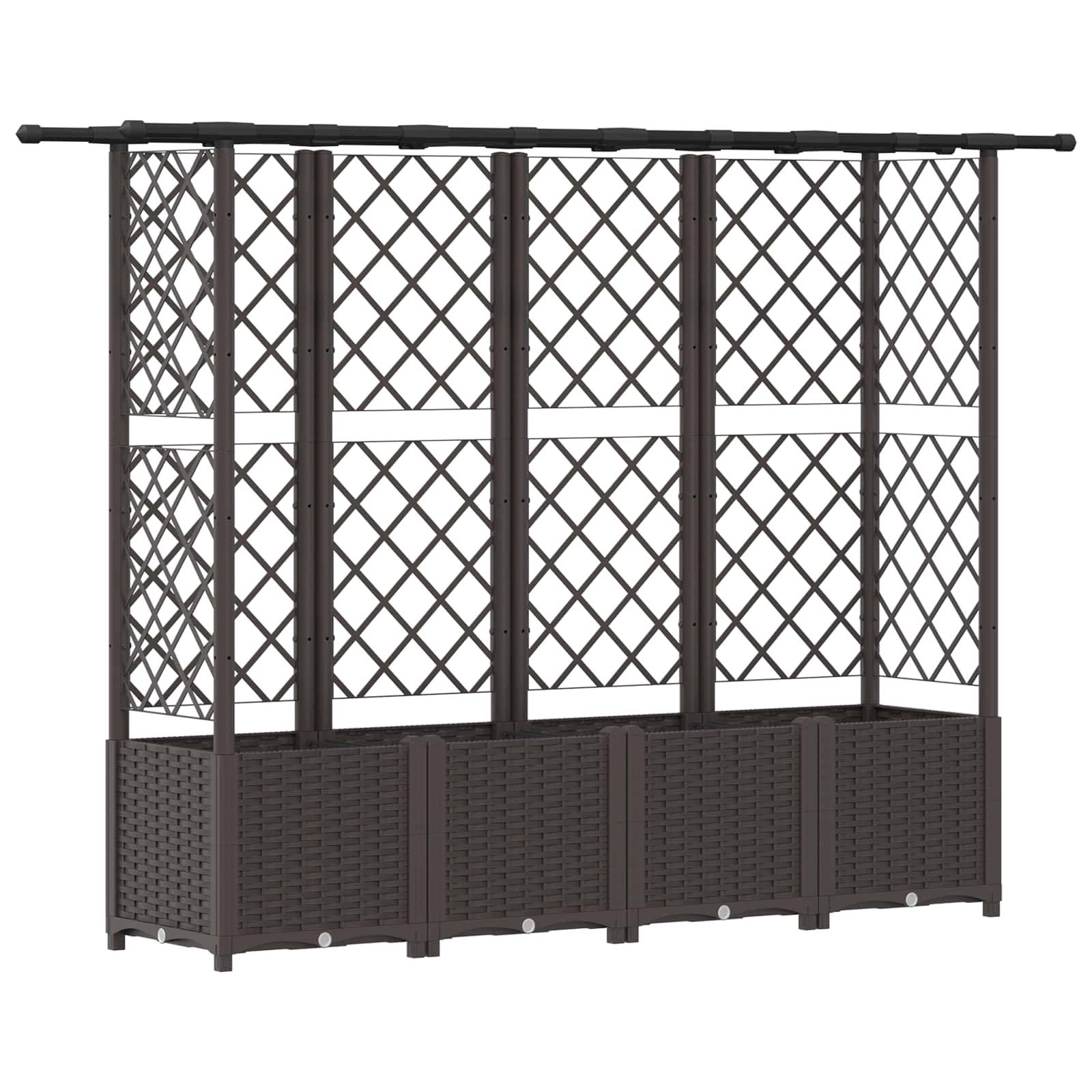 vidaXL Hochbeet mit Rankgitter und Dach Braun 203 x 40 x 138 cm PP