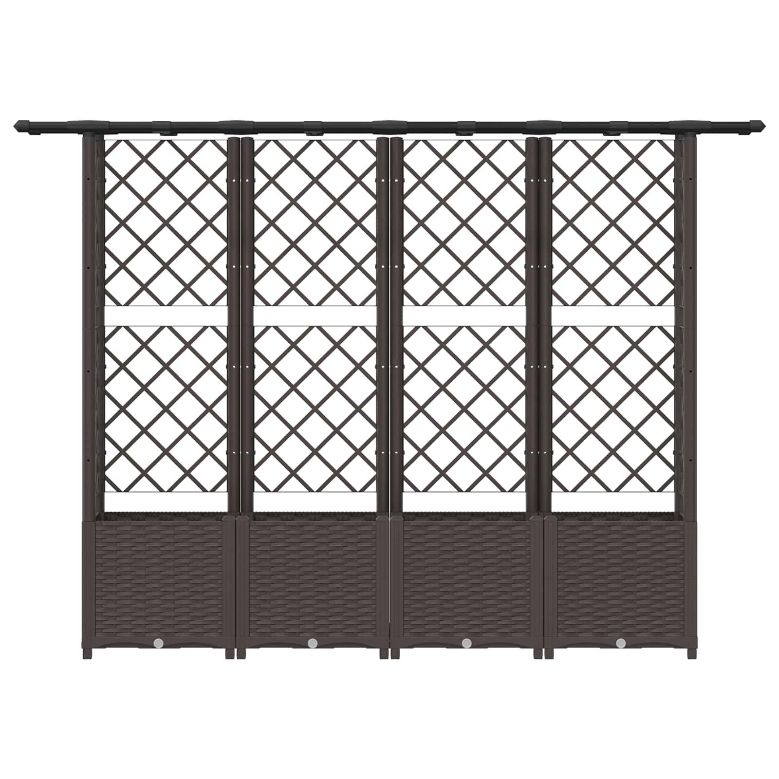 vidaXL Hochbeet mit Rankgitter und Dach Braun 203 x 40 x 138 cm PP