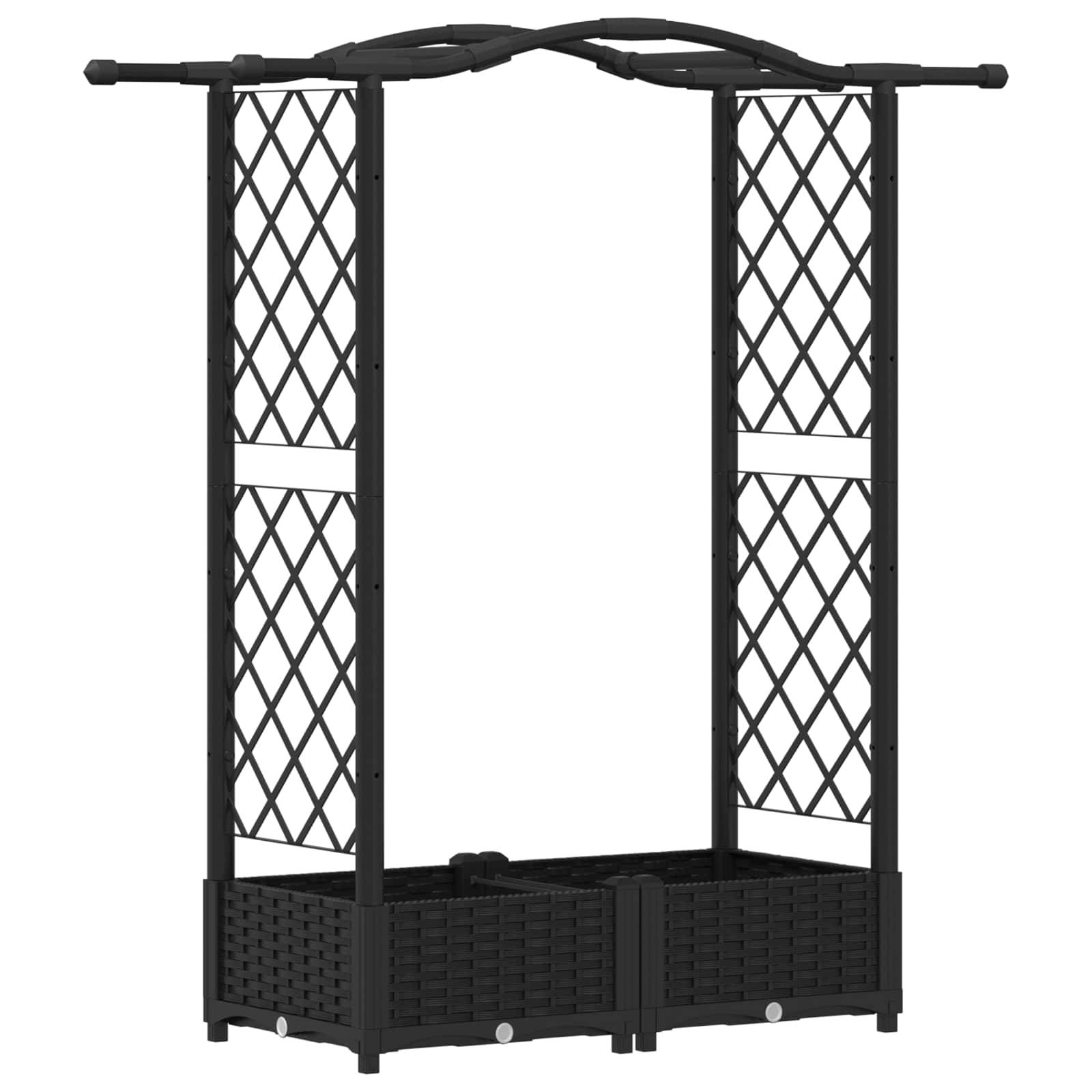 vidaXL Hochbeet mit Rankgitter und Dach Schwarz 124 x 40 x 125 cm PP