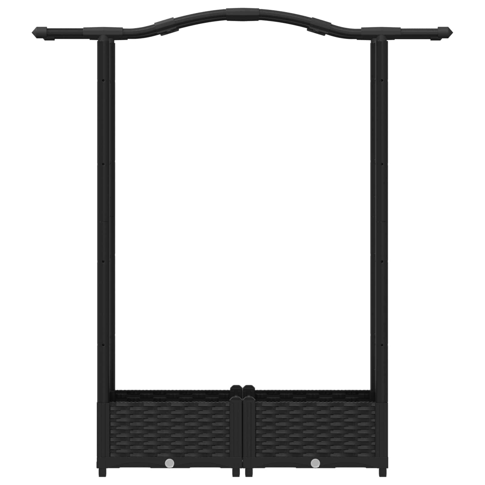 vidaXL Hochbeet mit Rankgitter und Dach Schwarz 124 x 40 x 125 cm PP