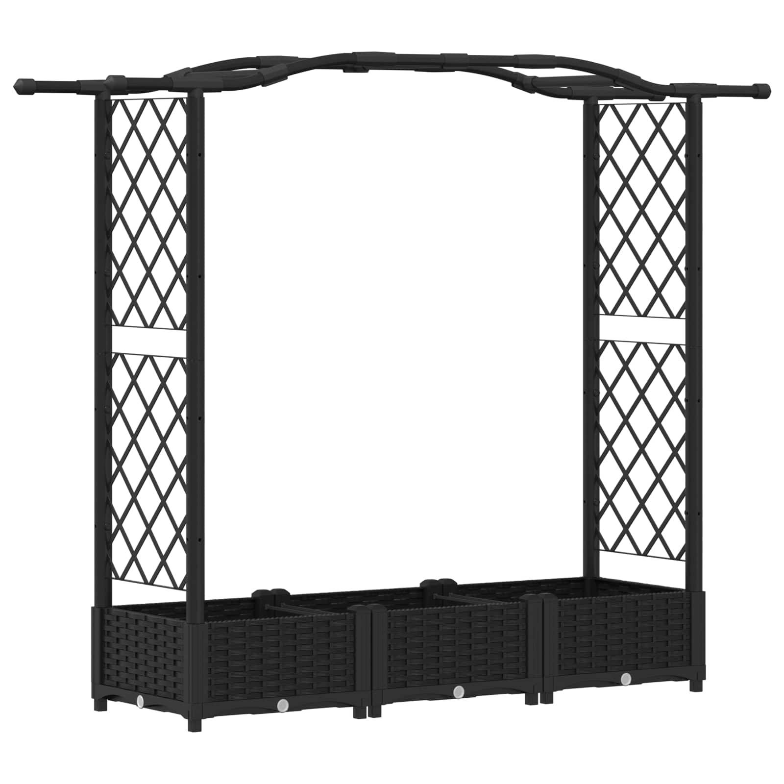 vidaXL Hochbeet mit Rankgitter und Dach Schwarz 169 x 40 x 125 cm PP