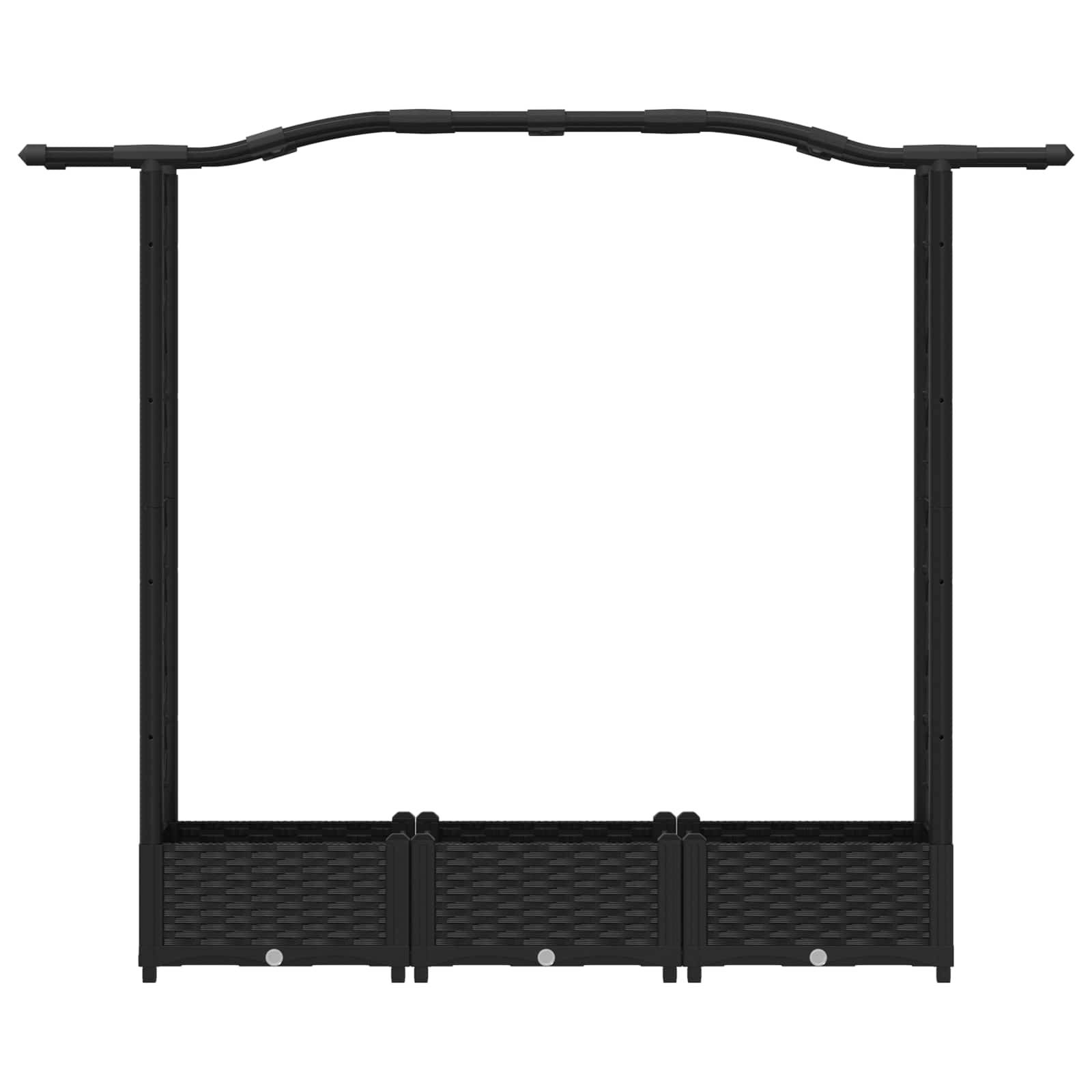 vidaXL Hochbeet mit Rankgitter und Dach Schwarz 169 x 40 x 125 cm PP