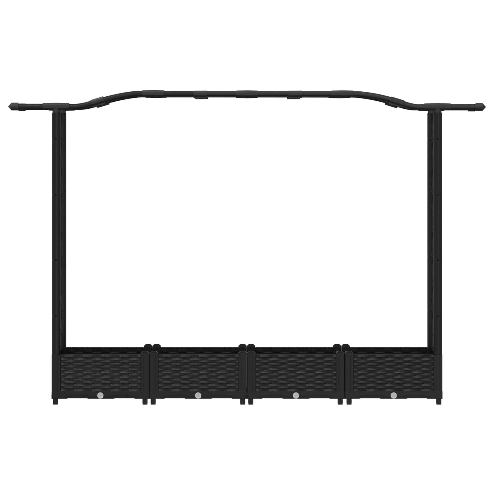 vidaXL Hochbeet mit Rankgitter und Dach Schwarz 207 x 40 x 126 cm PP