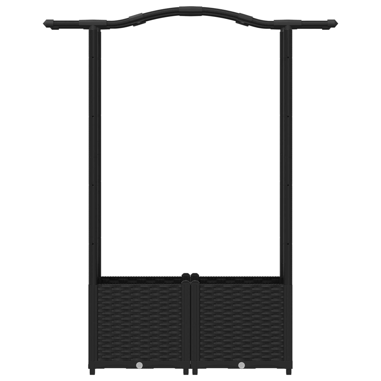 vidaXL Hochbeet mit Rankgitter und Dach Schwarz 125 x 40 x 138 cm PP