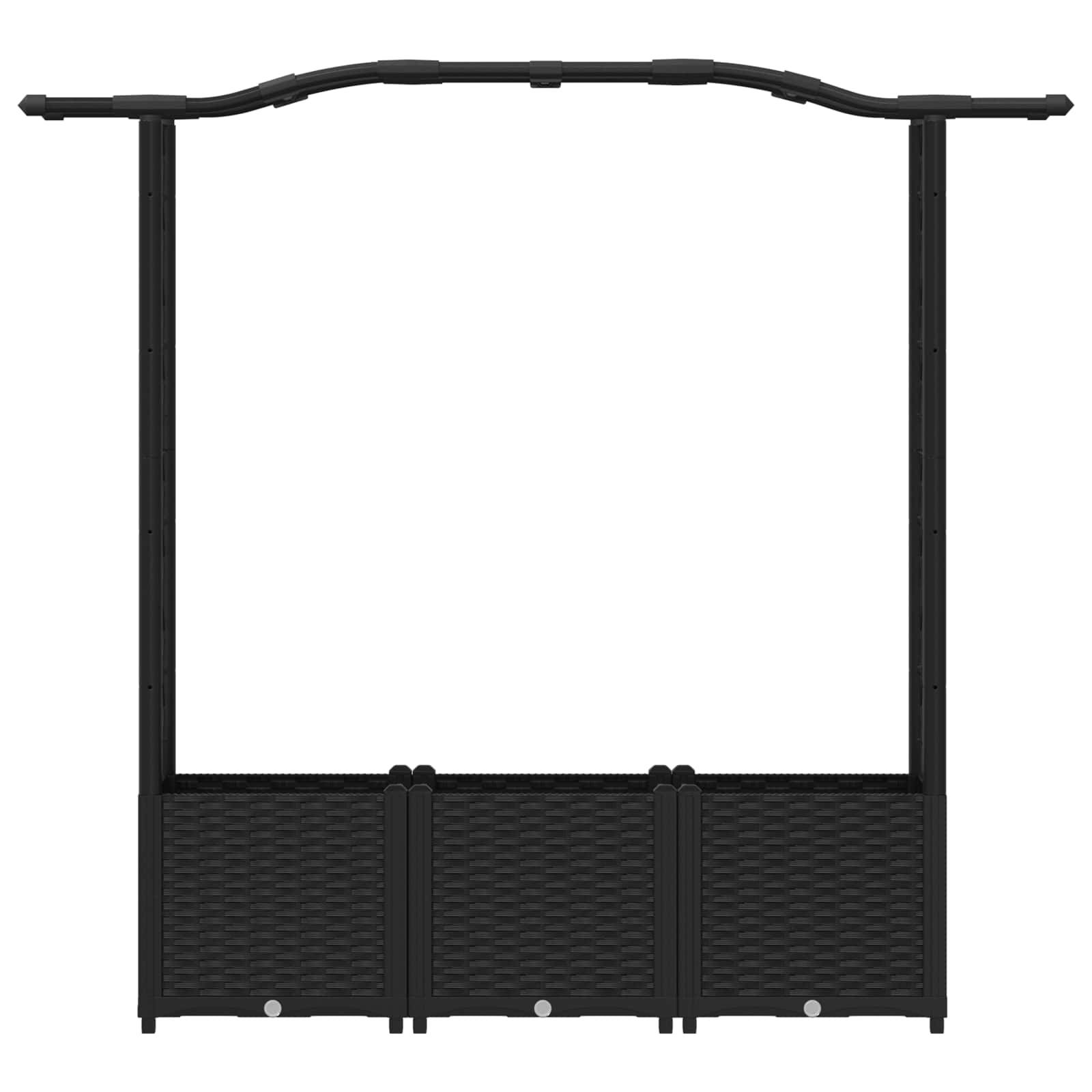 vidaXL Hochbeet mit Rankgitter und Dach Schwarz 164 x 40 x 142 cm PP