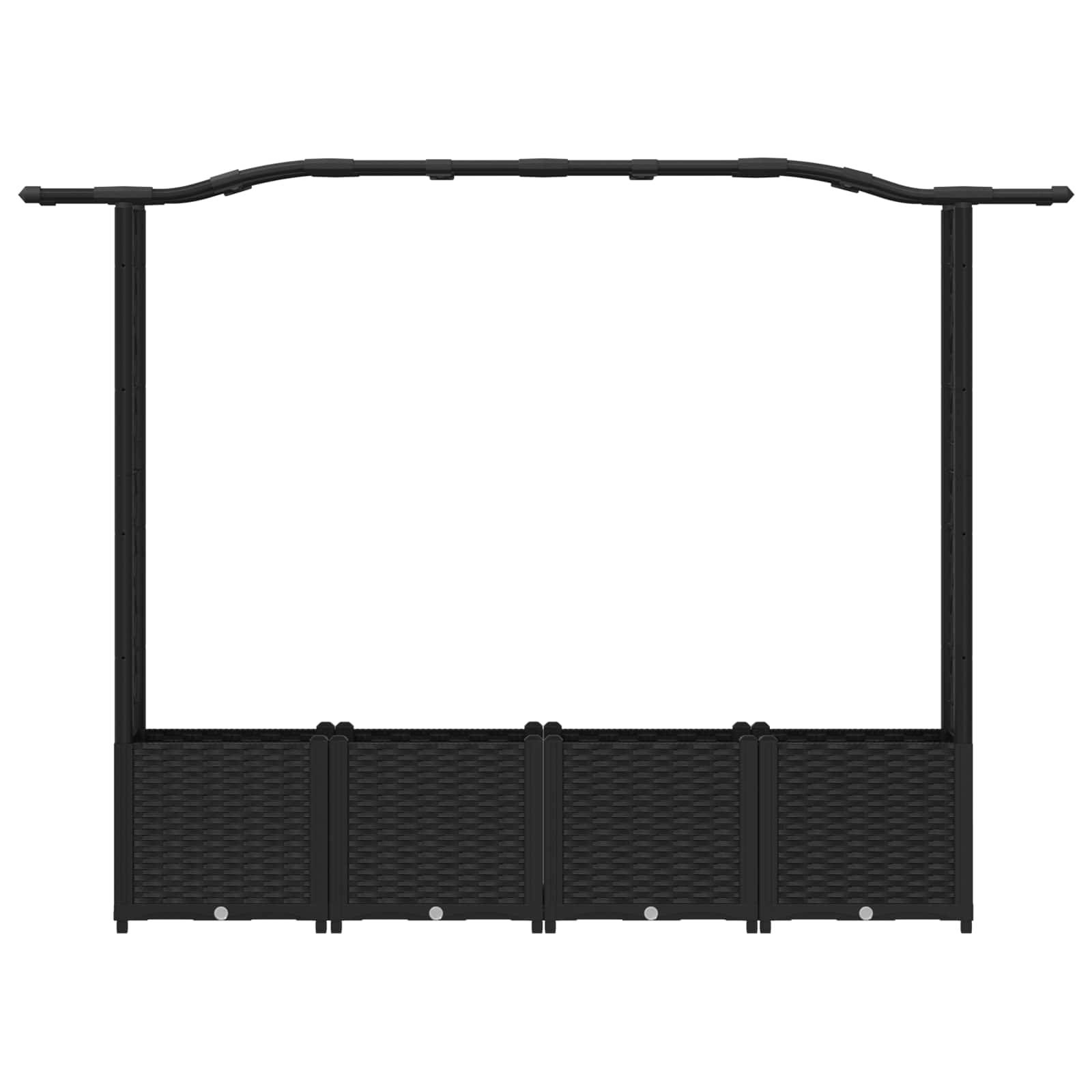 vidaXL Hochbeet mit Rankgitter und Dach Schwarz 204 x 40 x 141 cm PP