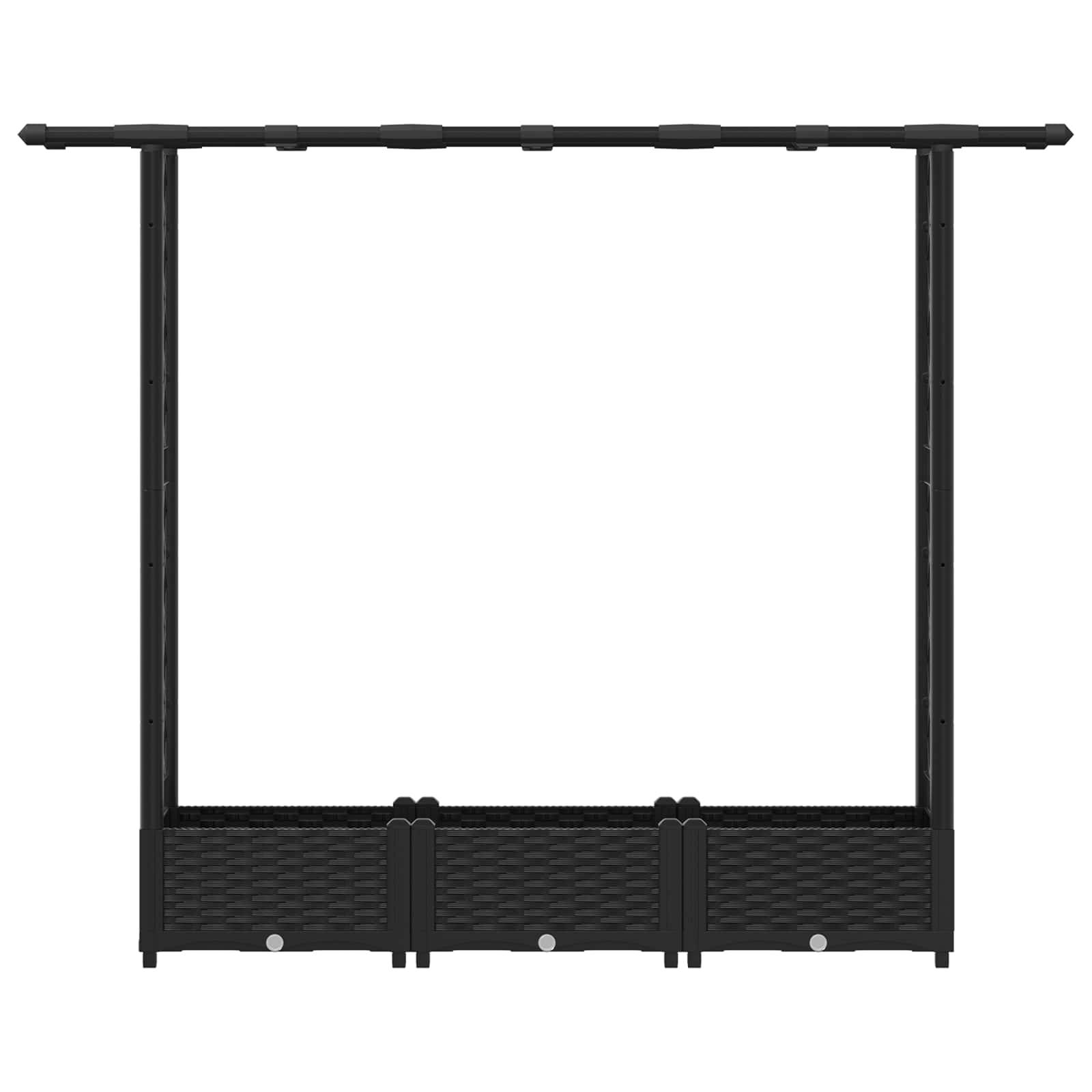 vidaXL Hochbeet mit Rankgitter und Dach Schwarz 164 x 40 x 123 cm PP