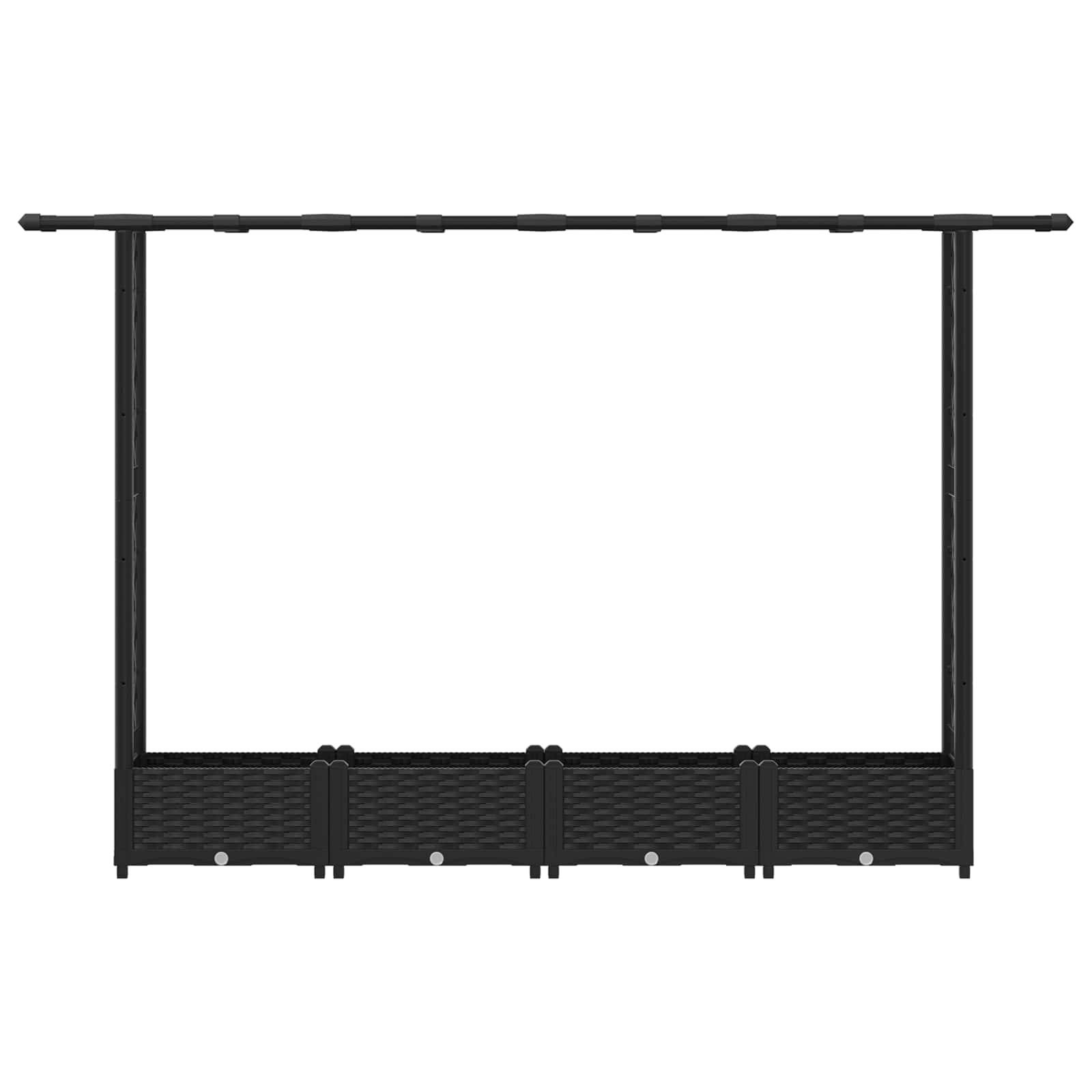 vidaXL Hochbeet mit Rankgitter und Dach Schwarz 203 x 40 x 123 cm PP