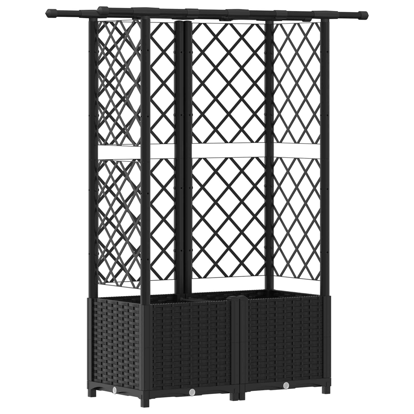 vidaXL Hochbeet mit Rankgitter und Dach Schwarz 124,5 x 40 x 138 cm PP