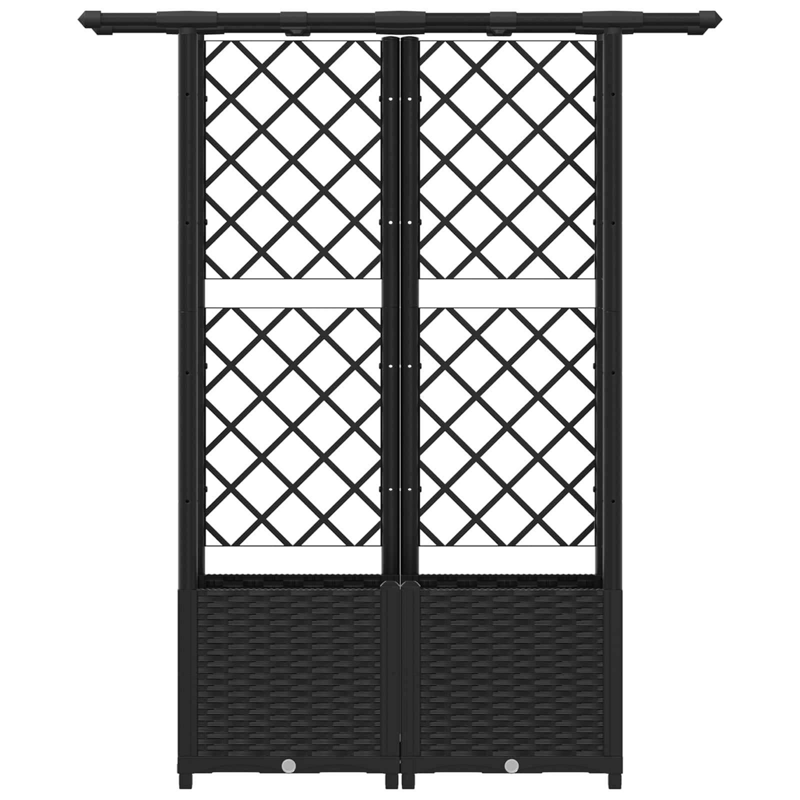 vidaXL Hochbeet mit Rankgitter und Dach Schwarz 124,5 x 40 x 138 cm PP
