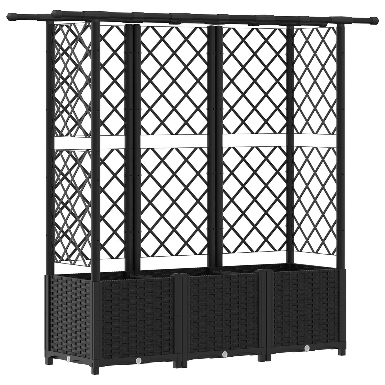 vidaXL Hochbeet mit Rankgitter und Dach Schwarz 162,5 x 40 x 138 cm PP