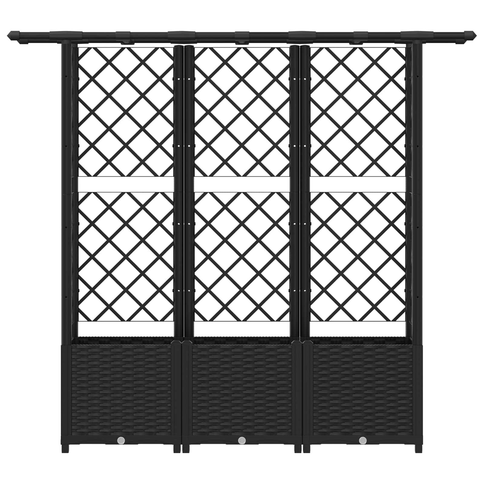 vidaXL Hochbeet mit Rankgitter und Dach Schwarz 162,5 x 40 x 138 cm PP