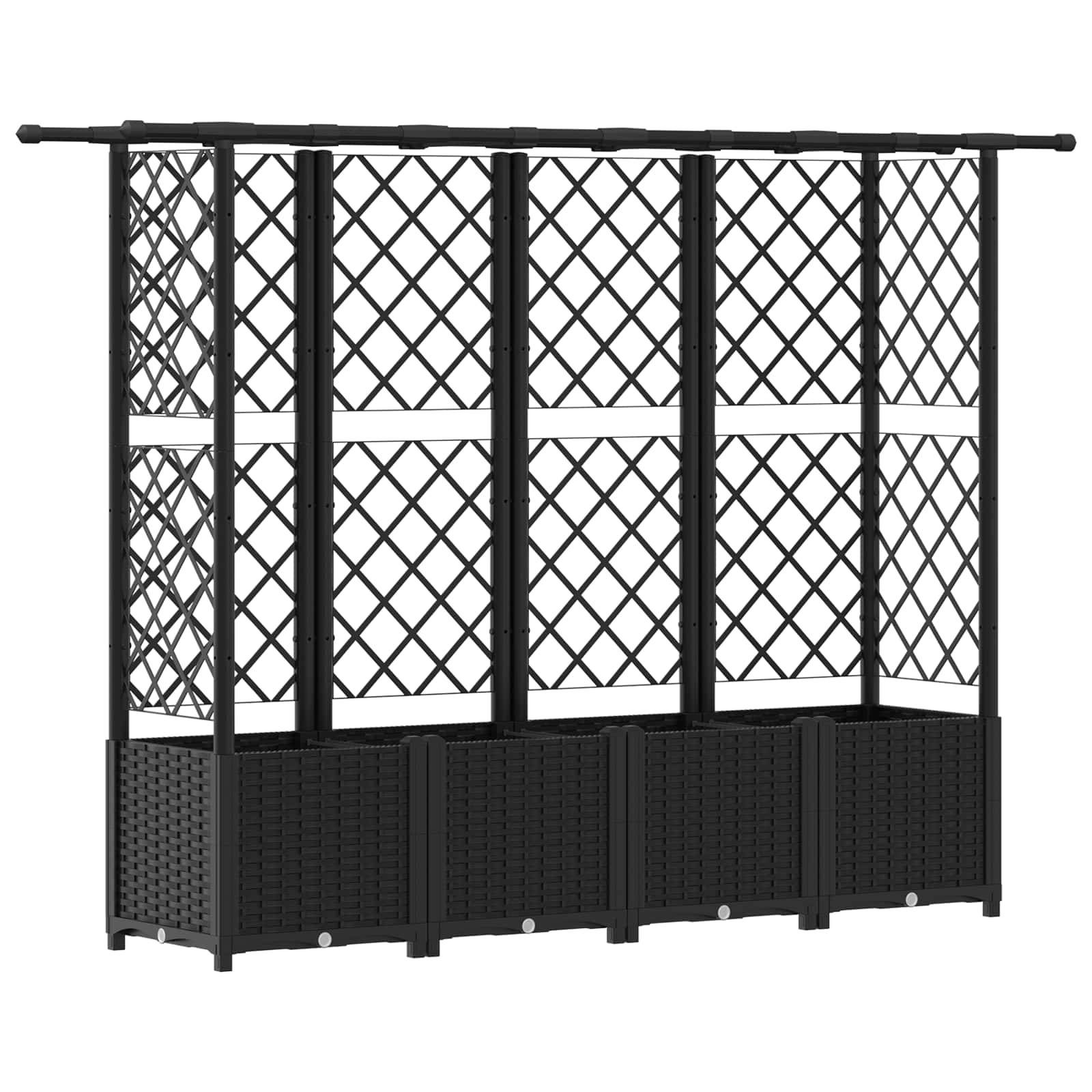 vidaXL Hochbeet mit Rankgitter und Dach Schwarz 203 x 40 x 138 cm PP