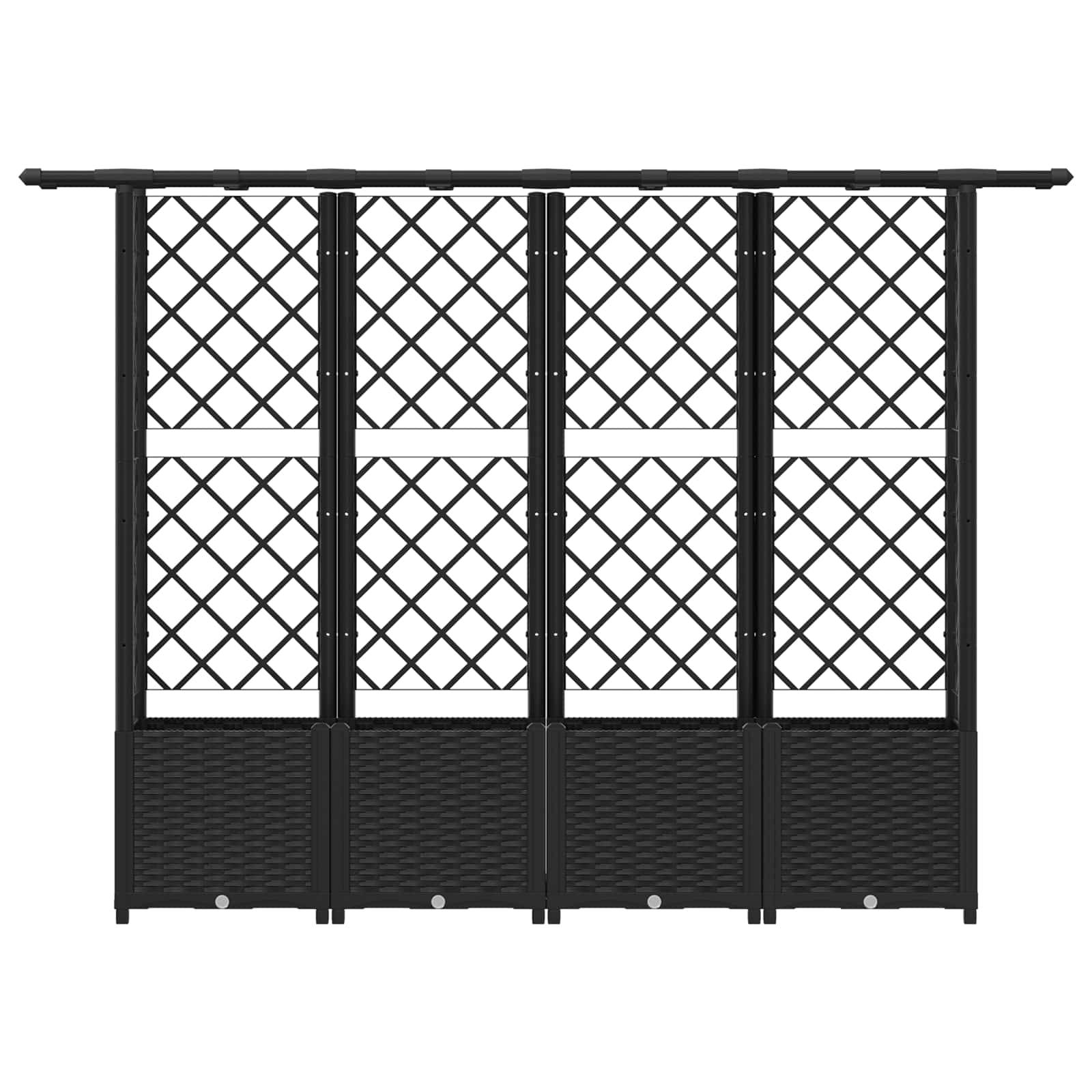 vidaXL Hochbeet mit Rankgitter und Dach Schwarz 203 x 40 x 138 cm PP
