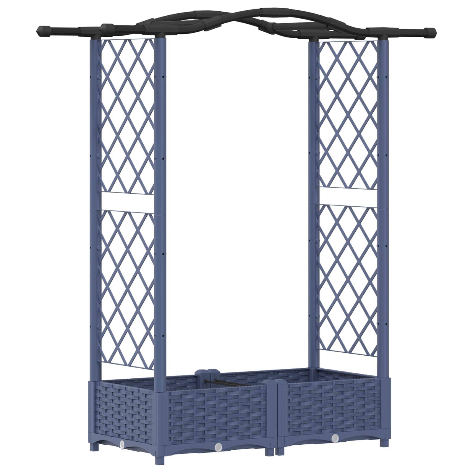 vidaXL Hochbeet mit Rankgitter und Dach Grau 124 x 40 x 125 cm PP