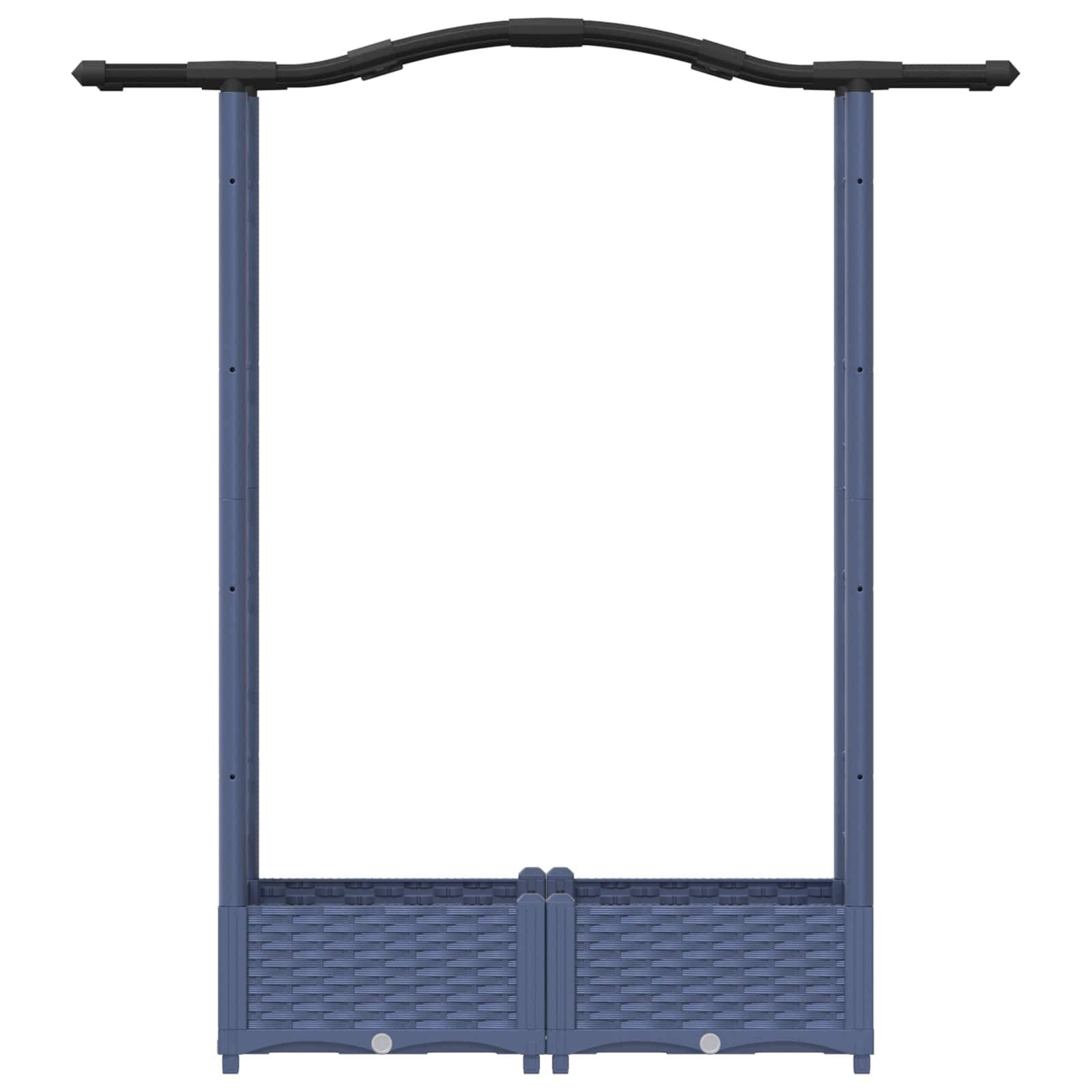 vidaXL Hochbeet mit Rankgitter und Dach Grau 124 x 40 x 125 cm PP
