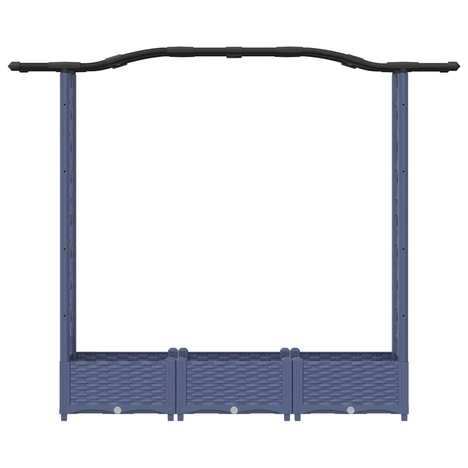 vidaXL Hochbeet mit Rankgitter und Dach Grau 169 x 40 x 125 cm PP