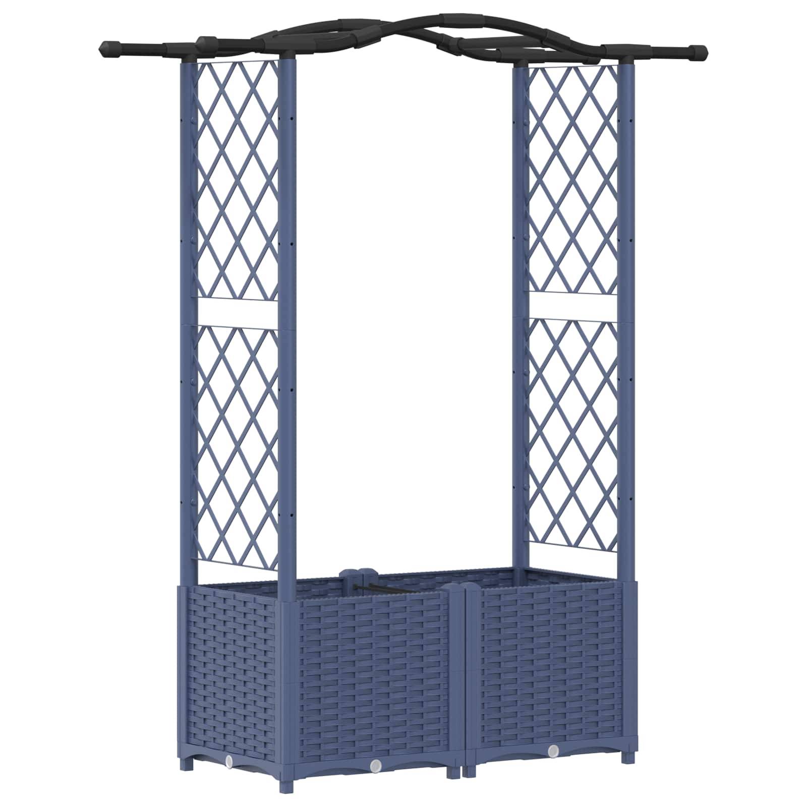 vidaXL Hochbeet mit Rankgitter und Dach Grau 125 x 40 x 138 cm PP
