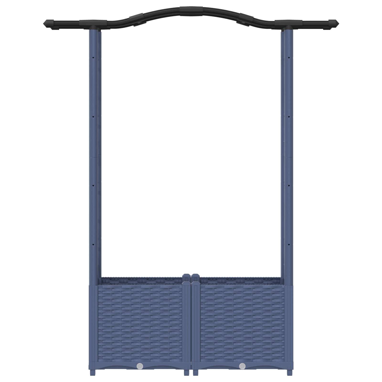 vidaXL Hochbeet mit Rankgitter und Dach Grau 125 x 40 x 138 cm PP