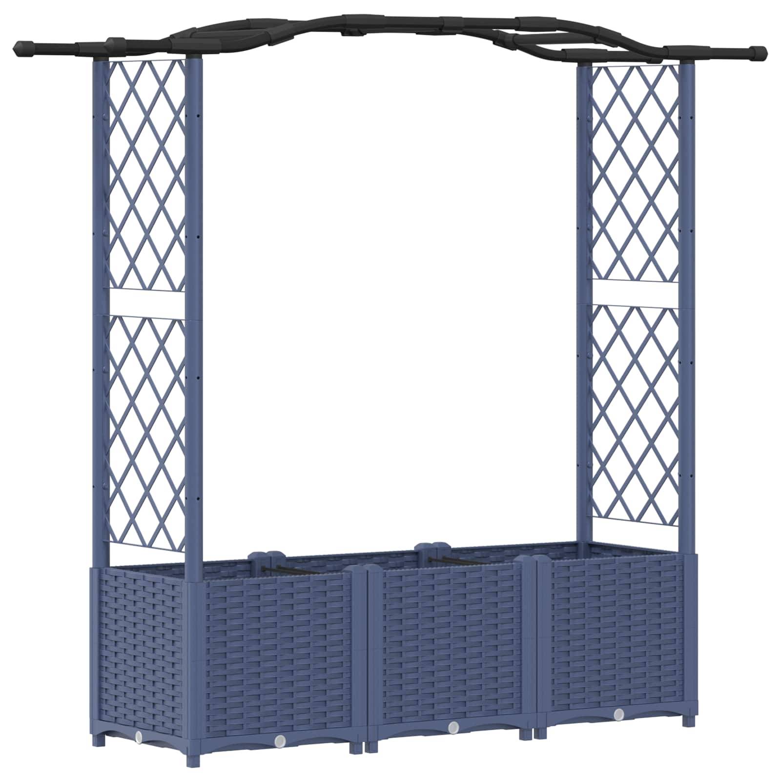 vidaXL Hochbeet mit Rankgitter und Dach Grau 164 x 40 x 142 cm PP