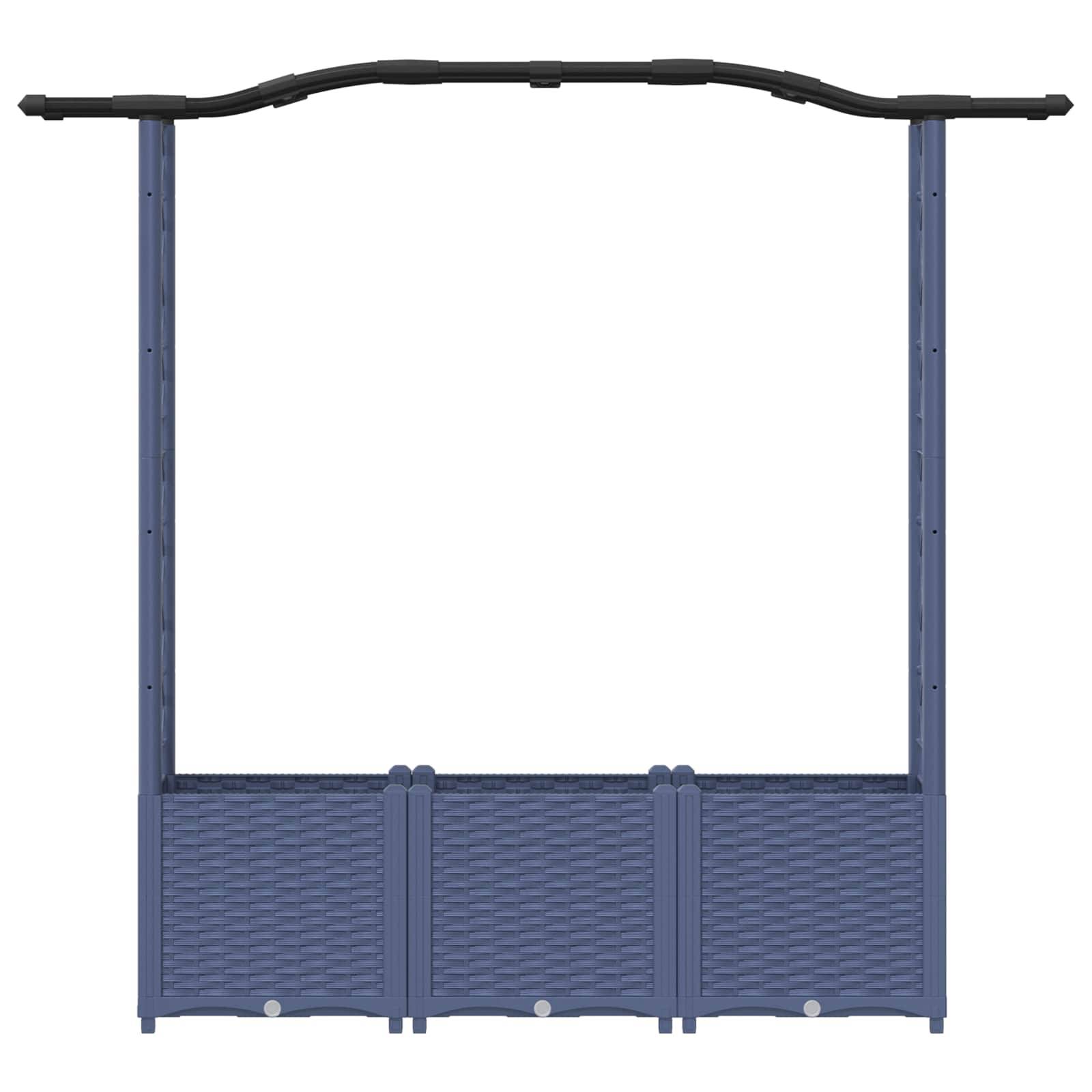vidaXL Hochbeet mit Rankgitter und Dach Grau 164 x 40 x 142 cm PP