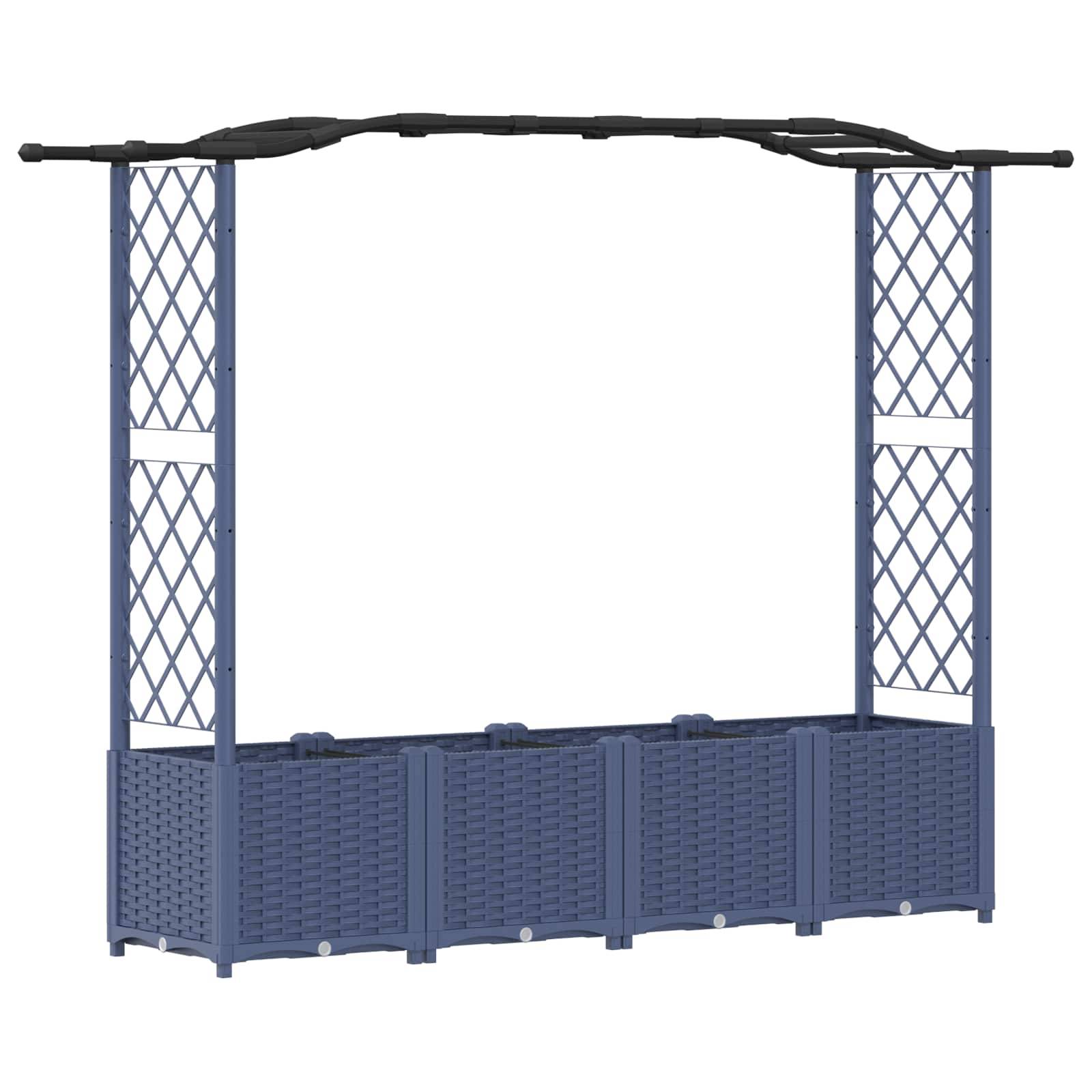 vidaXL Hochbeet mit Rankgitter und Dach Grau 204 x 40 x 141 cm PP