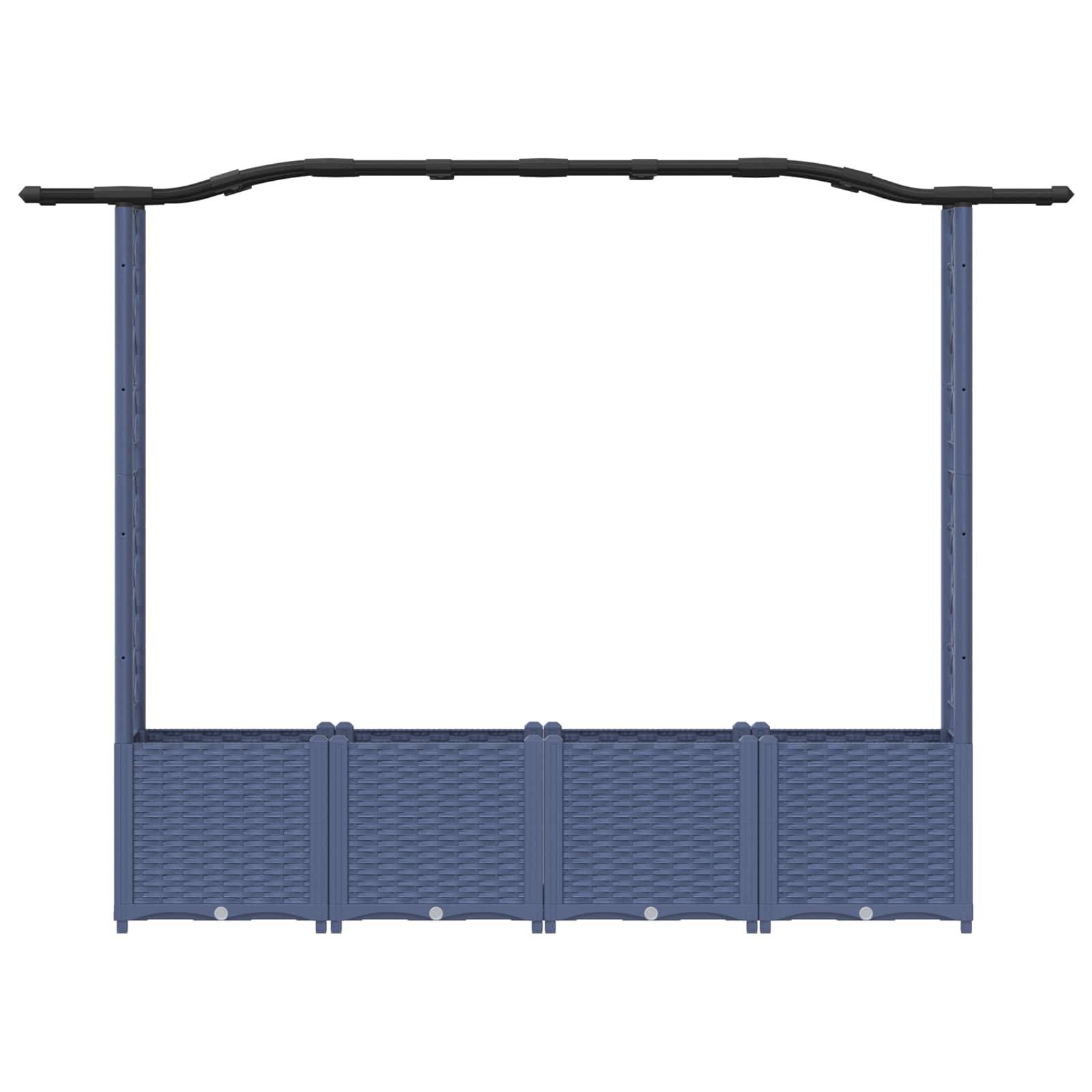vidaXL Hochbeet mit Rankgitter und Dach Grau 204 x 40 x 141 cm PP