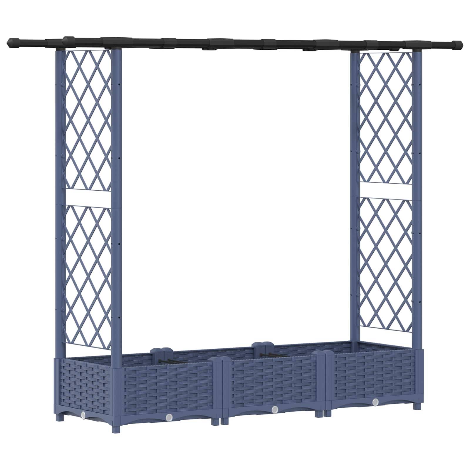 vidaXL Hochbeet mit Rankgitter und Dach Grau 164 x 40 x 123 cm PP