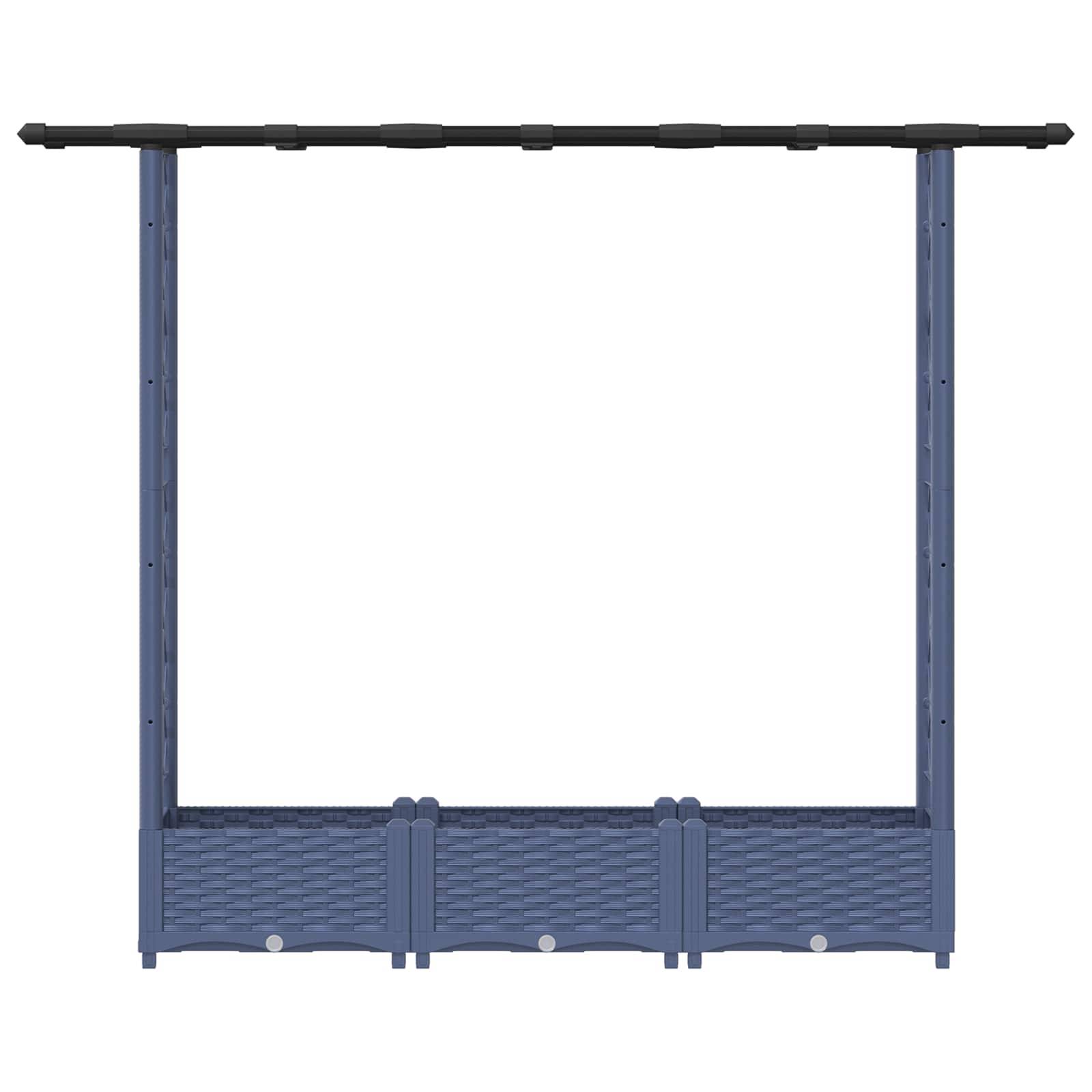 vidaXL Hochbeet mit Rankgitter und Dach Grau 164 x 40 x 123 cm PP