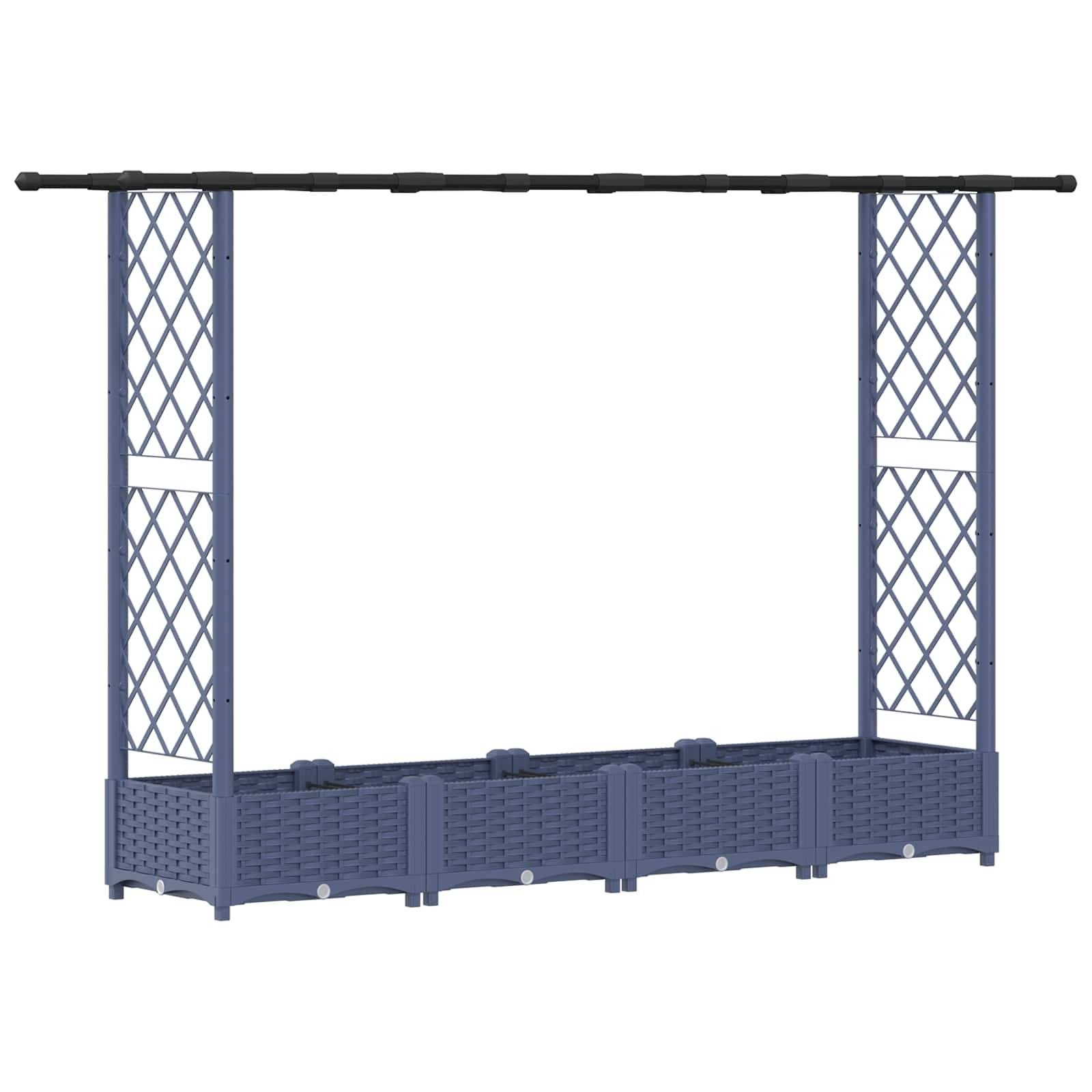 vidaXL Hochbeet mit Rankgitter und Dach Grau 203 x 40 x 123 cm PP