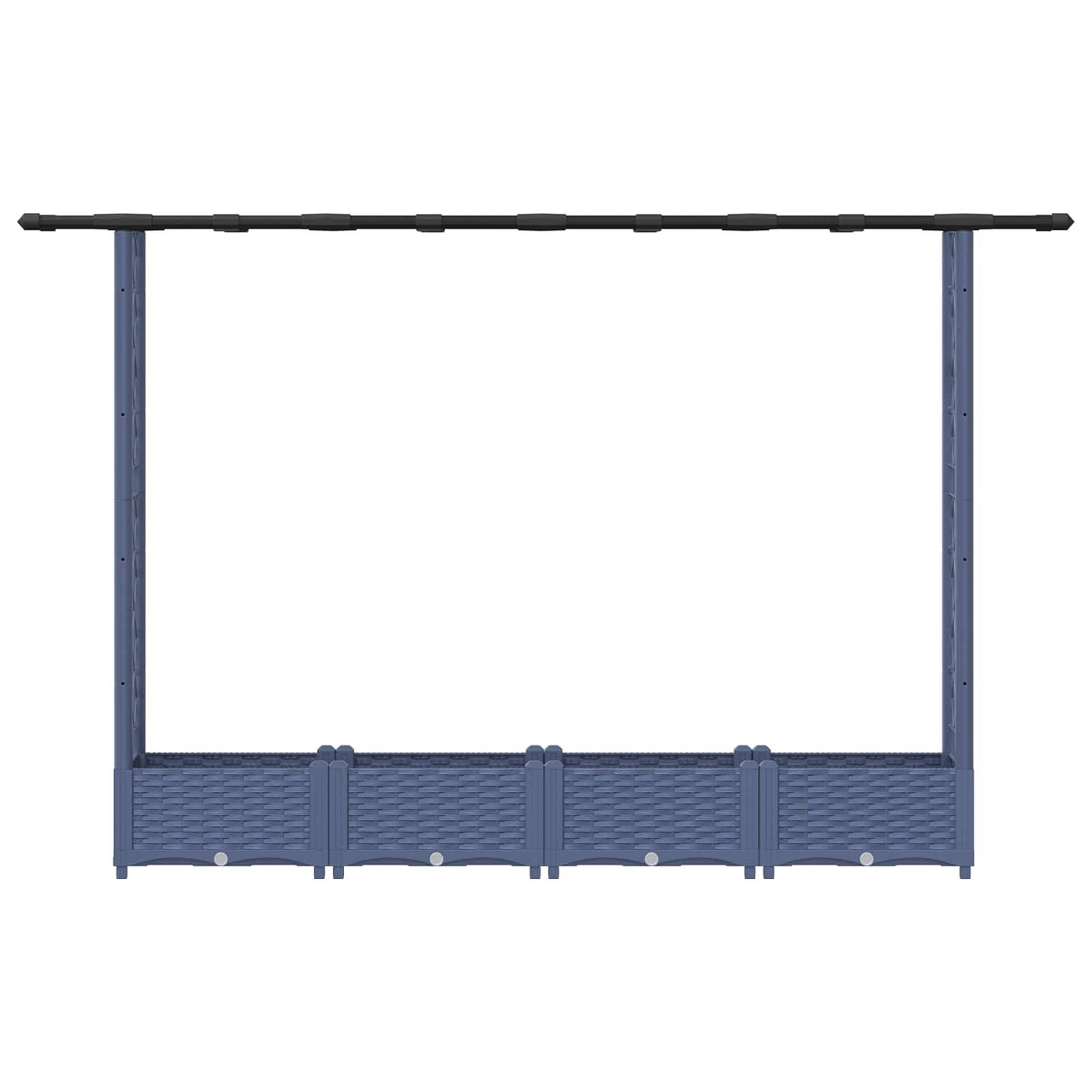 vidaXL Hochbeet mit Rankgitter und Dach Grau 203 x 40 x 123 cm PP