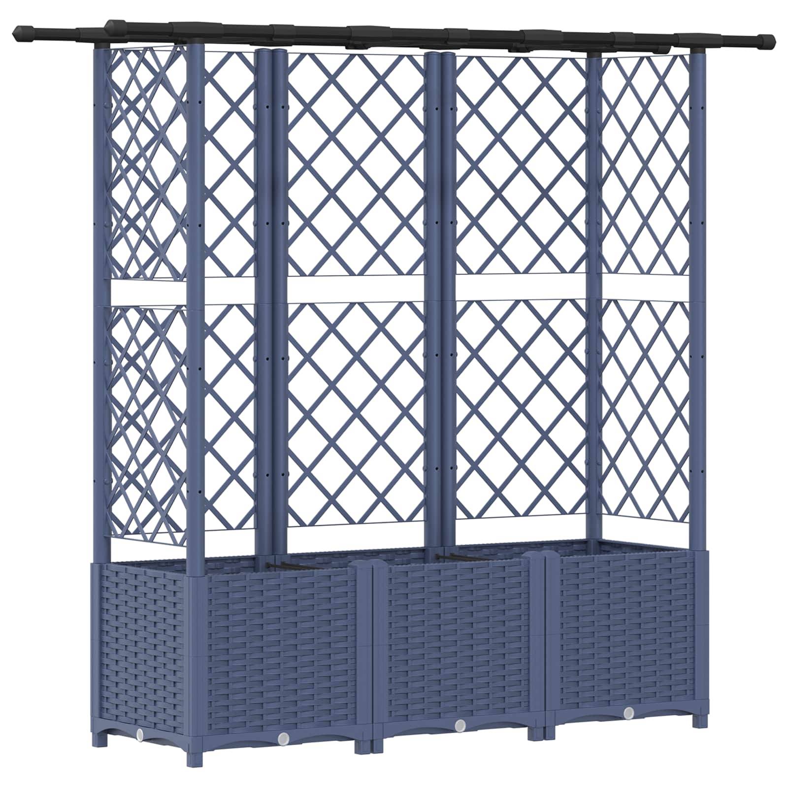 vidaXL Hochbeet mit Rankgitter und Dach Grau 162,5 x 40 x 138 cm PP