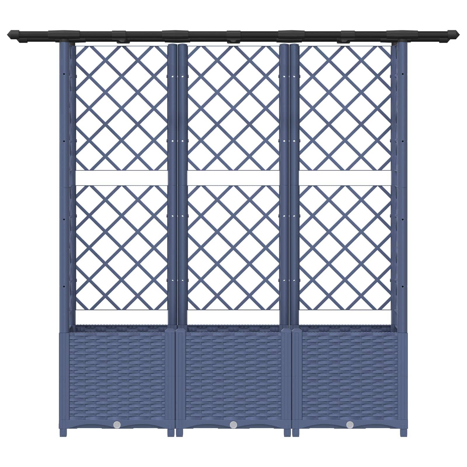 vidaXL Hochbeet mit Rankgitter und Dach Grau 162,5 x 40 x 138 cm PP
