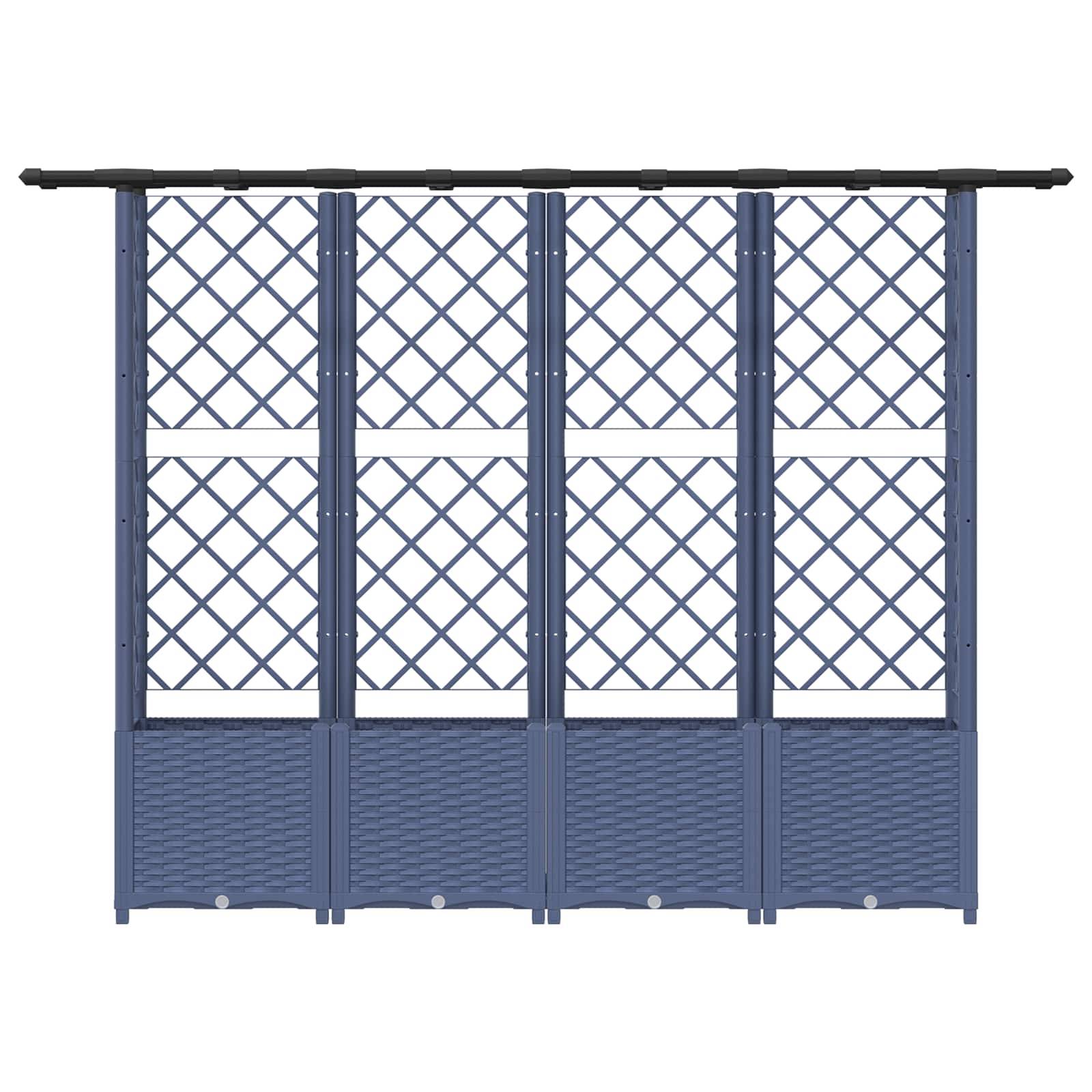 vidaXL Hochbeet mit Rankgitter und Dach Grau 203 x 40 x 138 cm PP