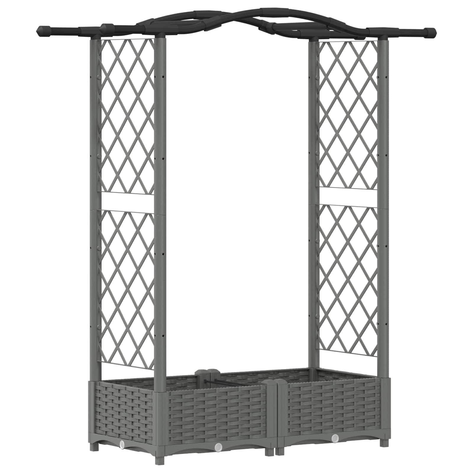 vidaXL Hochbeet mit Rankgitter und Dach Hellgrau 124 x 40 x 125 cm PP