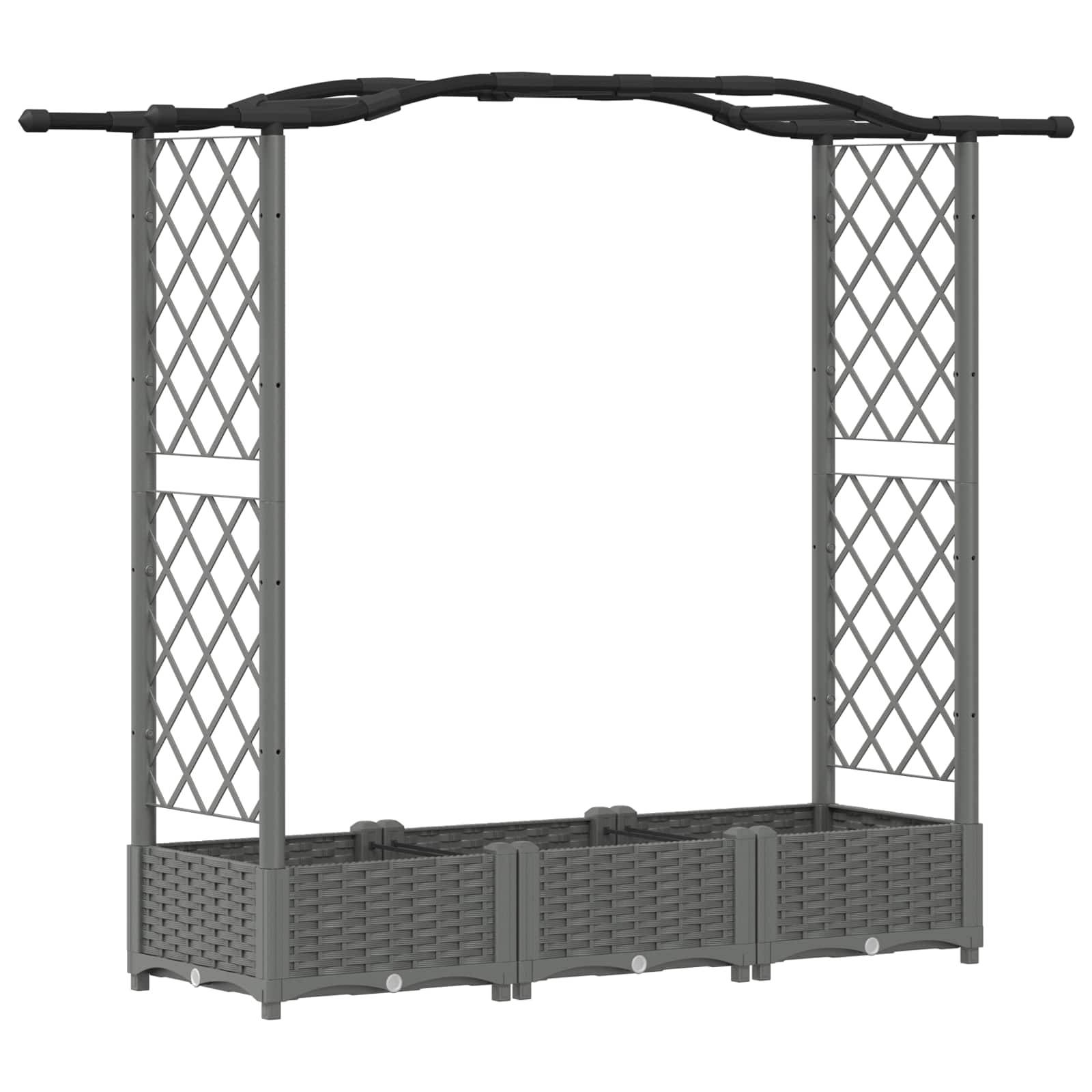 vidaXL Hochbeet mit Rankgitter und Dach Hellgrau 169 x 40 x 125 cm PP