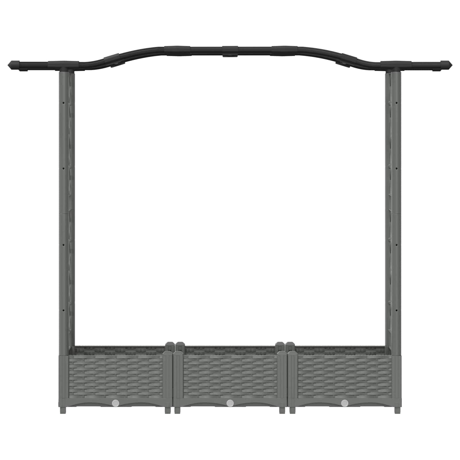 vidaXL Hochbeet mit Rankgitter und Dach Hellgrau 169 x 40 x 125 cm PP