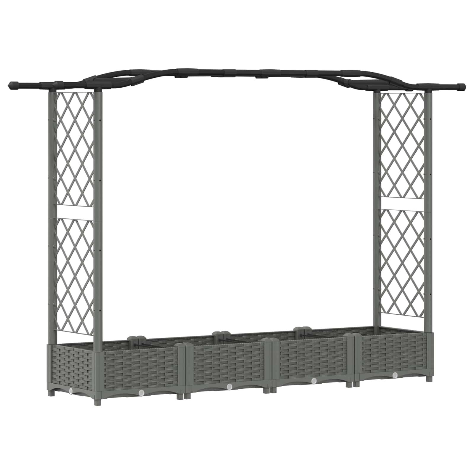 vidaXL Hochbeet mit Rankgitter und Dach Hellgrau 207 x 40 x 126 cm PP