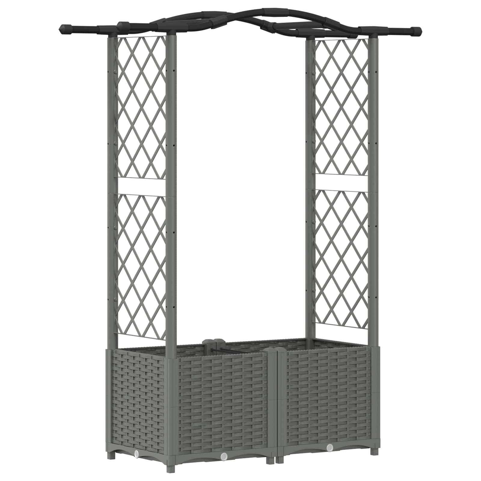 vidaXL Hochbeet mit Rankgitter und Dach Hellgrau 125 x 40 x 138 cm PP