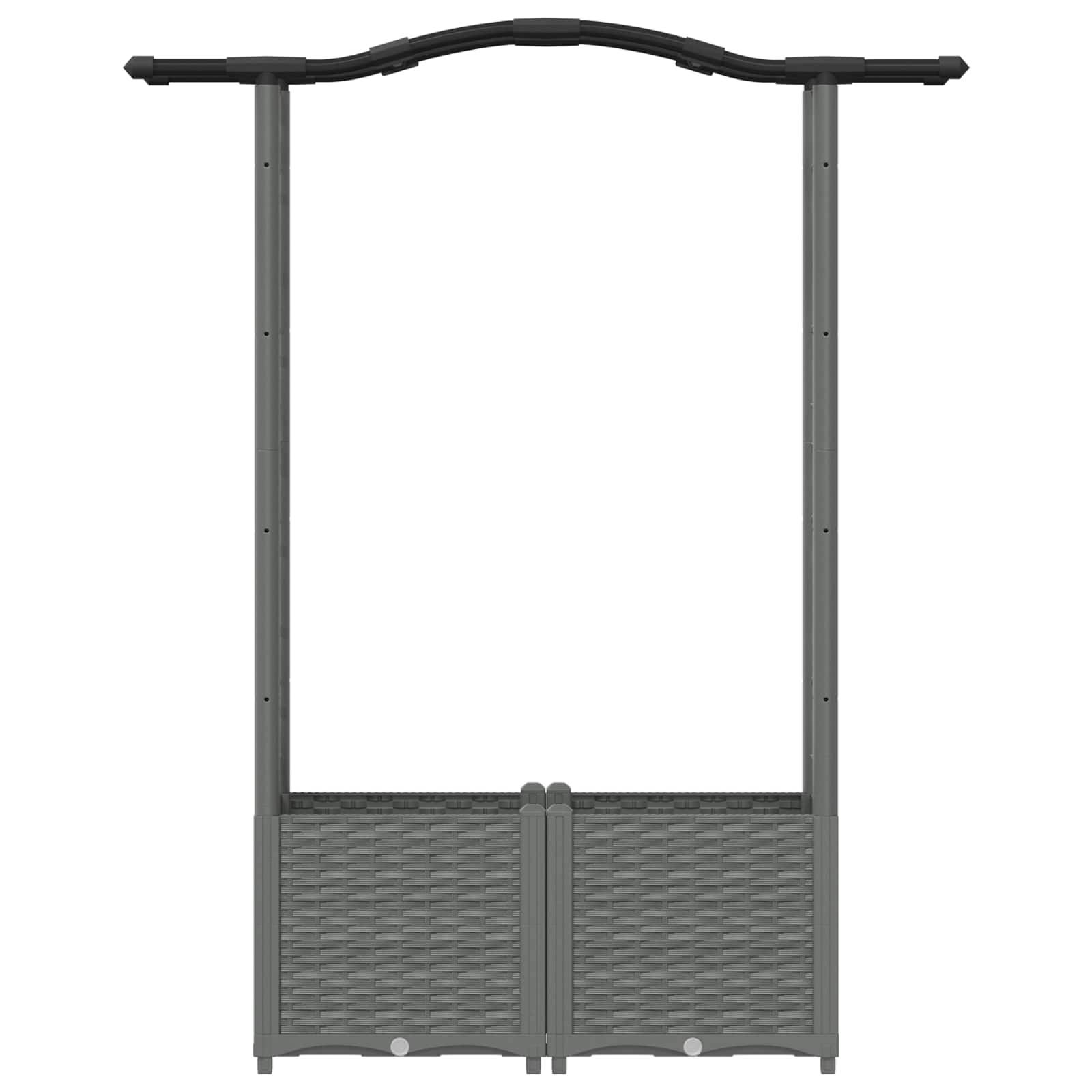 vidaXL Hochbeet mit Rankgitter und Dach Hellgrau 125 x 40 x 138 cm PP