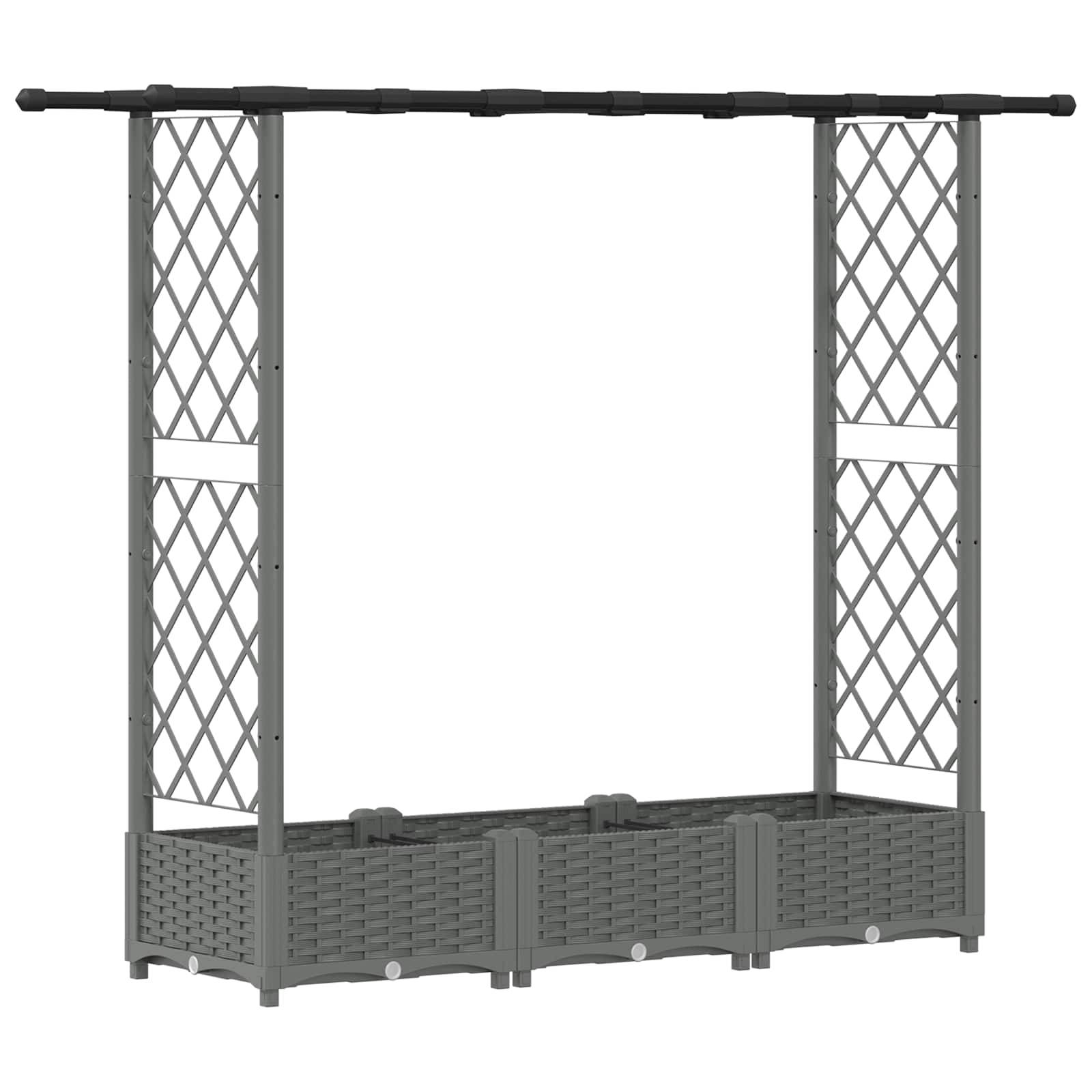 vidaXL Hochbeet mit Rankgitter und Dach Hellgrau 164 x 40 x 123 cm PP