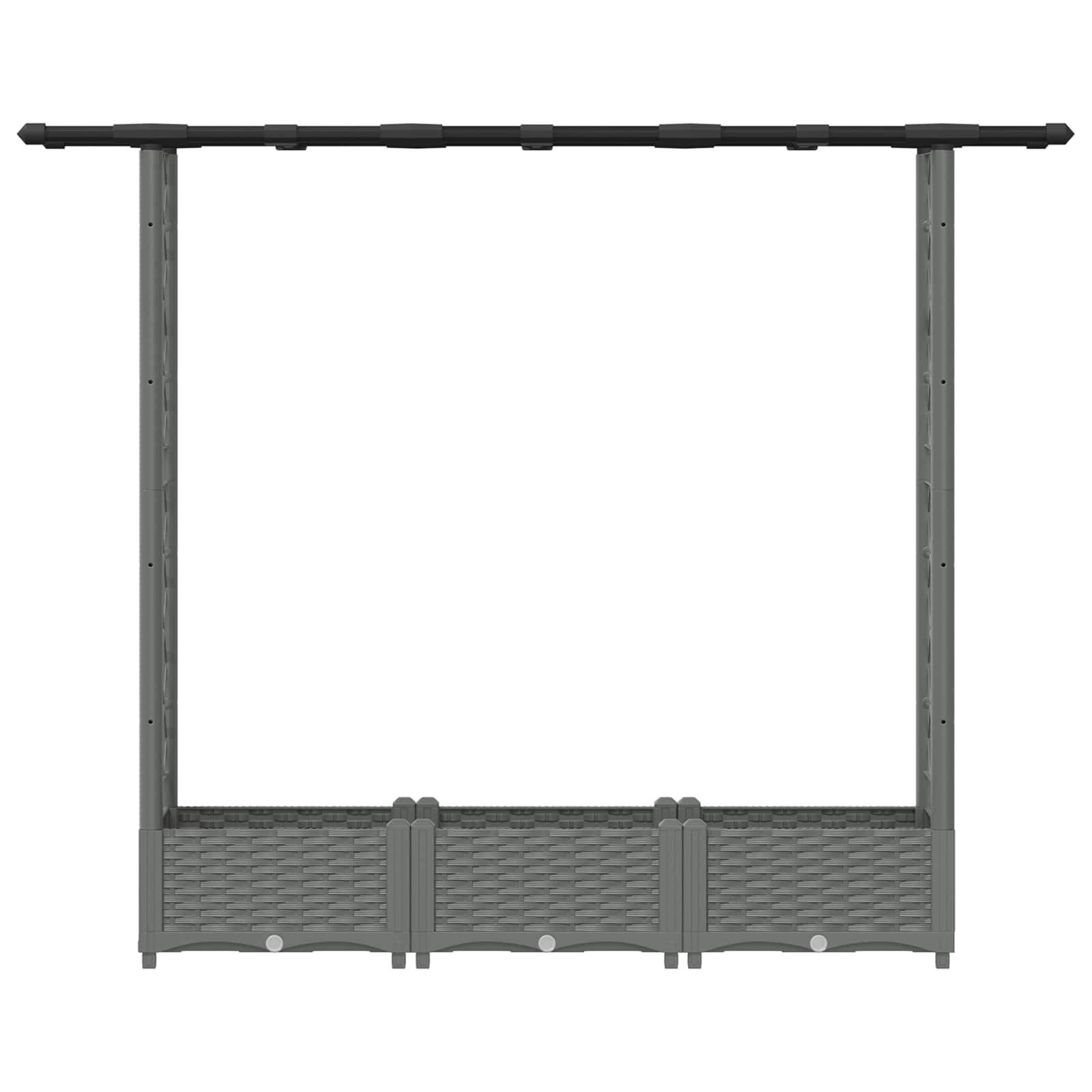 vidaXL Hochbeet mit Rankgitter und Dach Hellgrau 164 x 40 x 123 cm PP