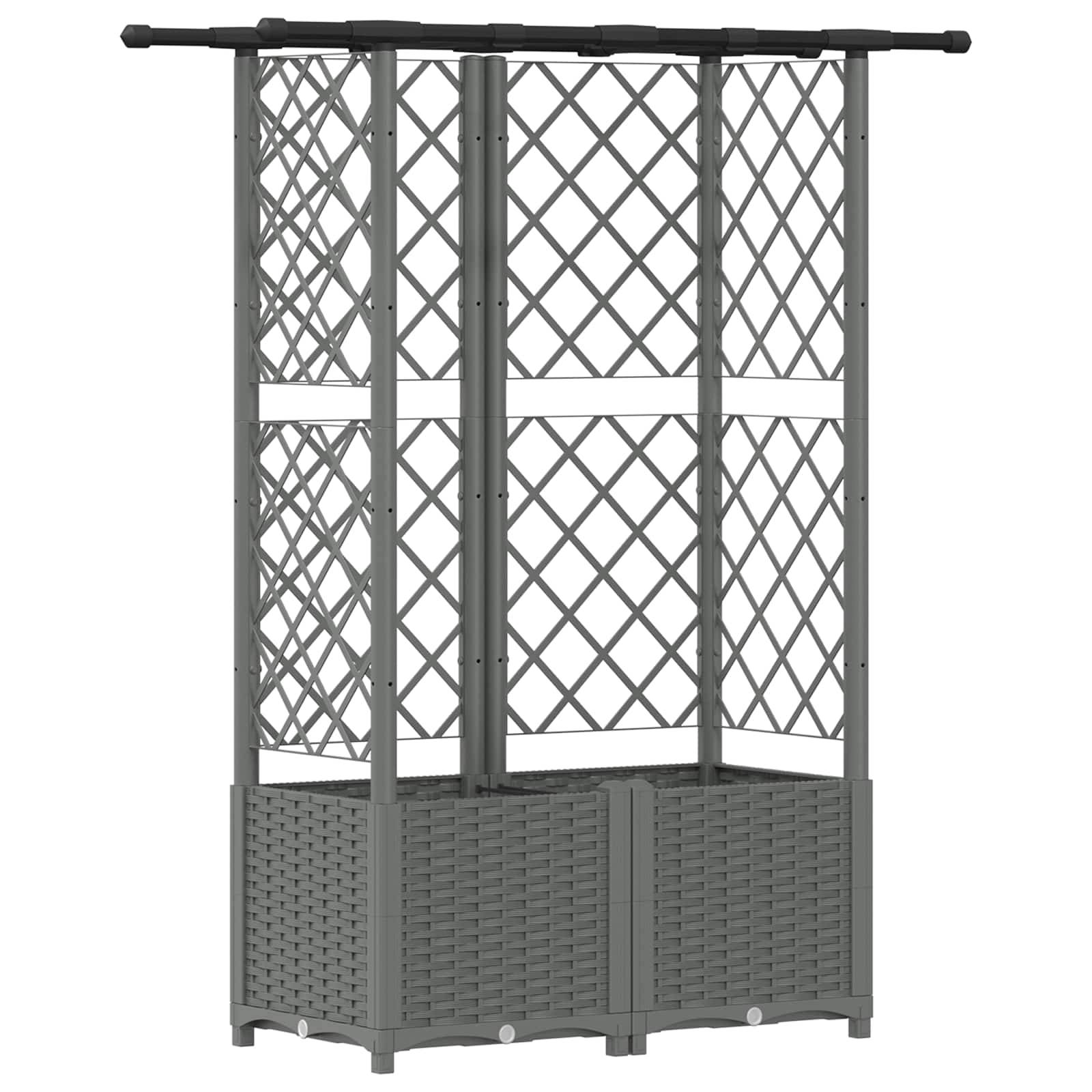 vidaXL Hochbeet mit Rankgitter und Dach Hellgrau 124,5 x 40 x 138 cm