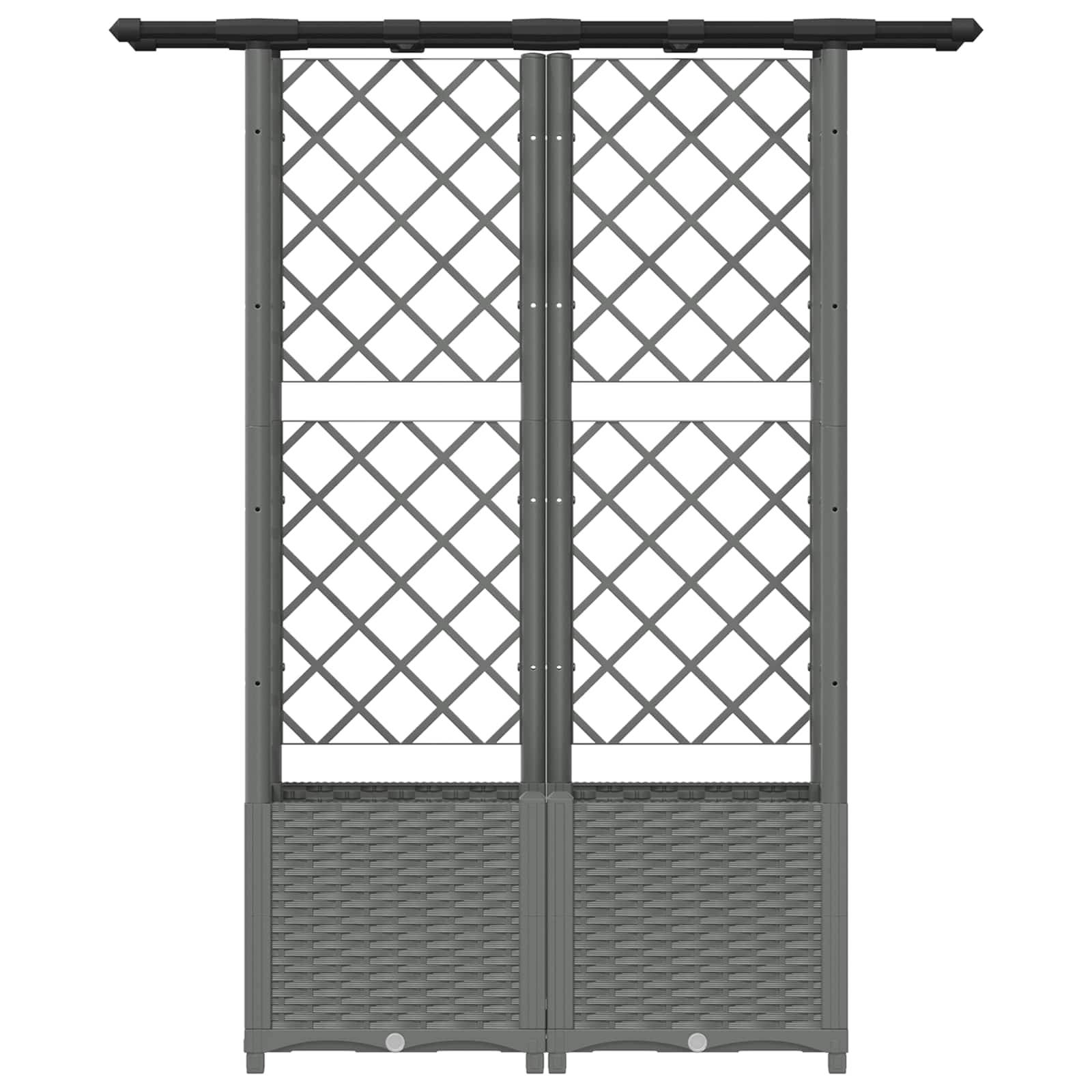vidaXL Hochbeet mit Rankgitter und Dach Hellgrau 124,5 x 40 x 138 cm