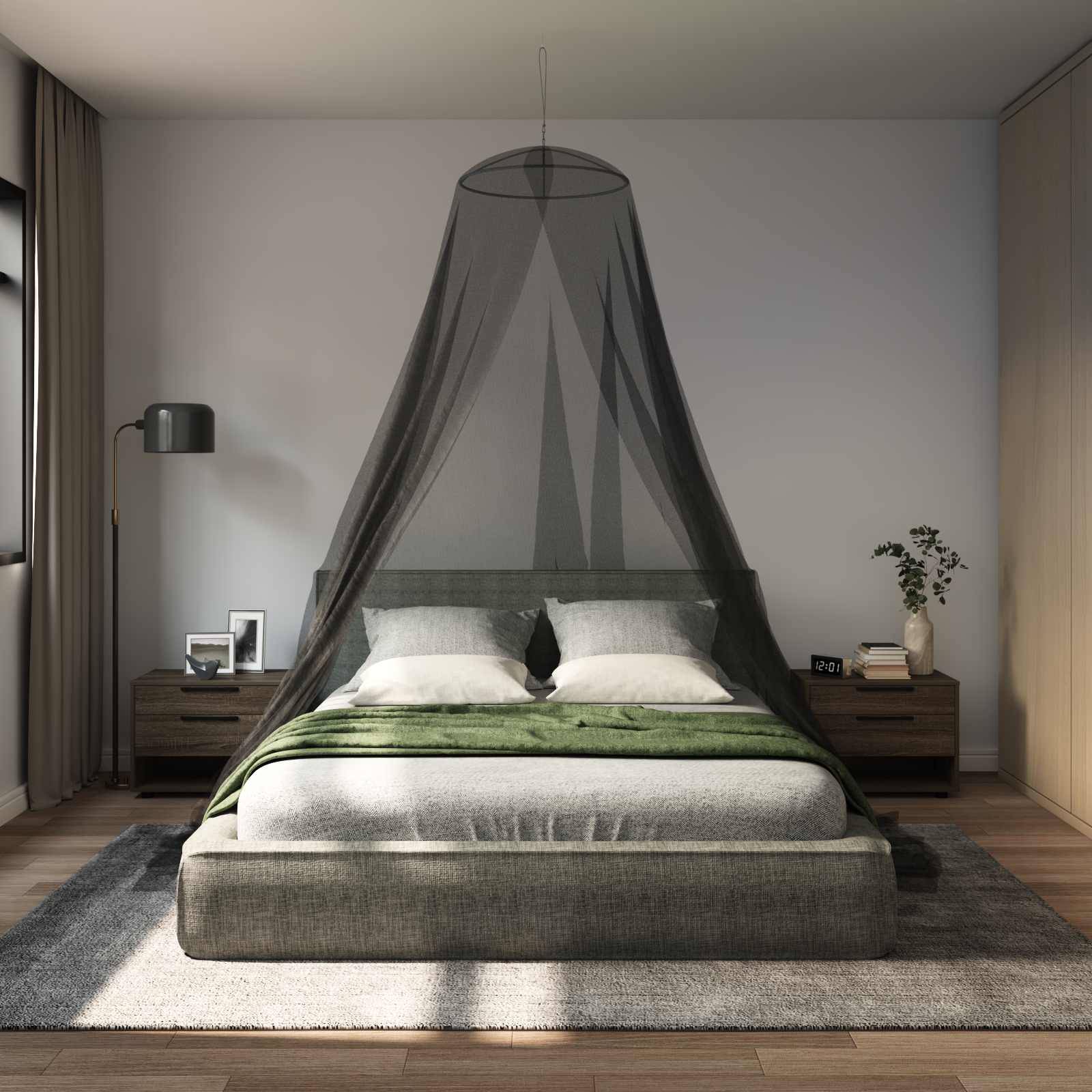 vidaXL Moskito-Netz für Bett 156 Maschen 156 Maschen Schwarz
