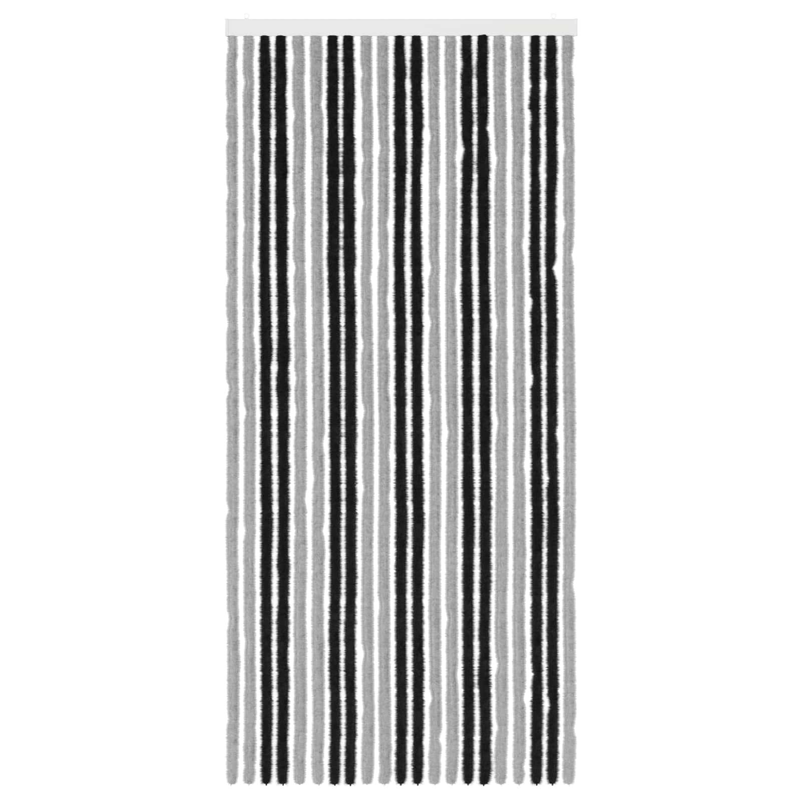 vidaXL Insektenschutzvorhang Chenille Grau und Schwarz 90 x 200 cm