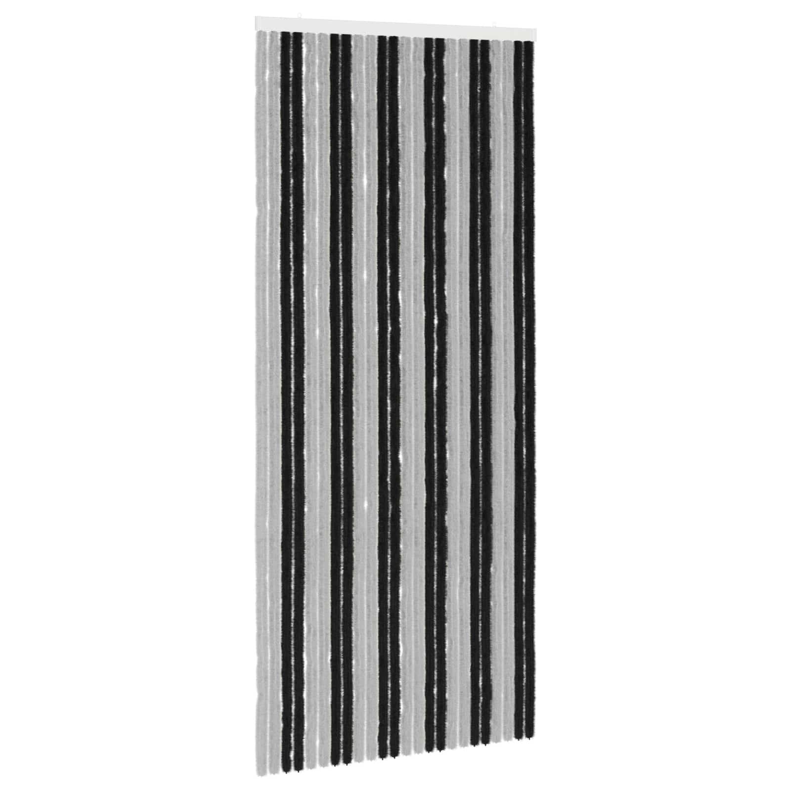 vidaXL Insektenschutzvorhang Chenille Grau und Schwarz 100 x 230 cm