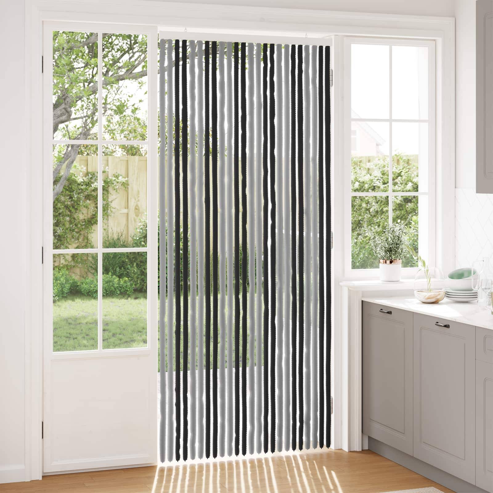 vidaXL Insektenschutzvorhang Chenille Grau und Schwarz 100 x 230 cm