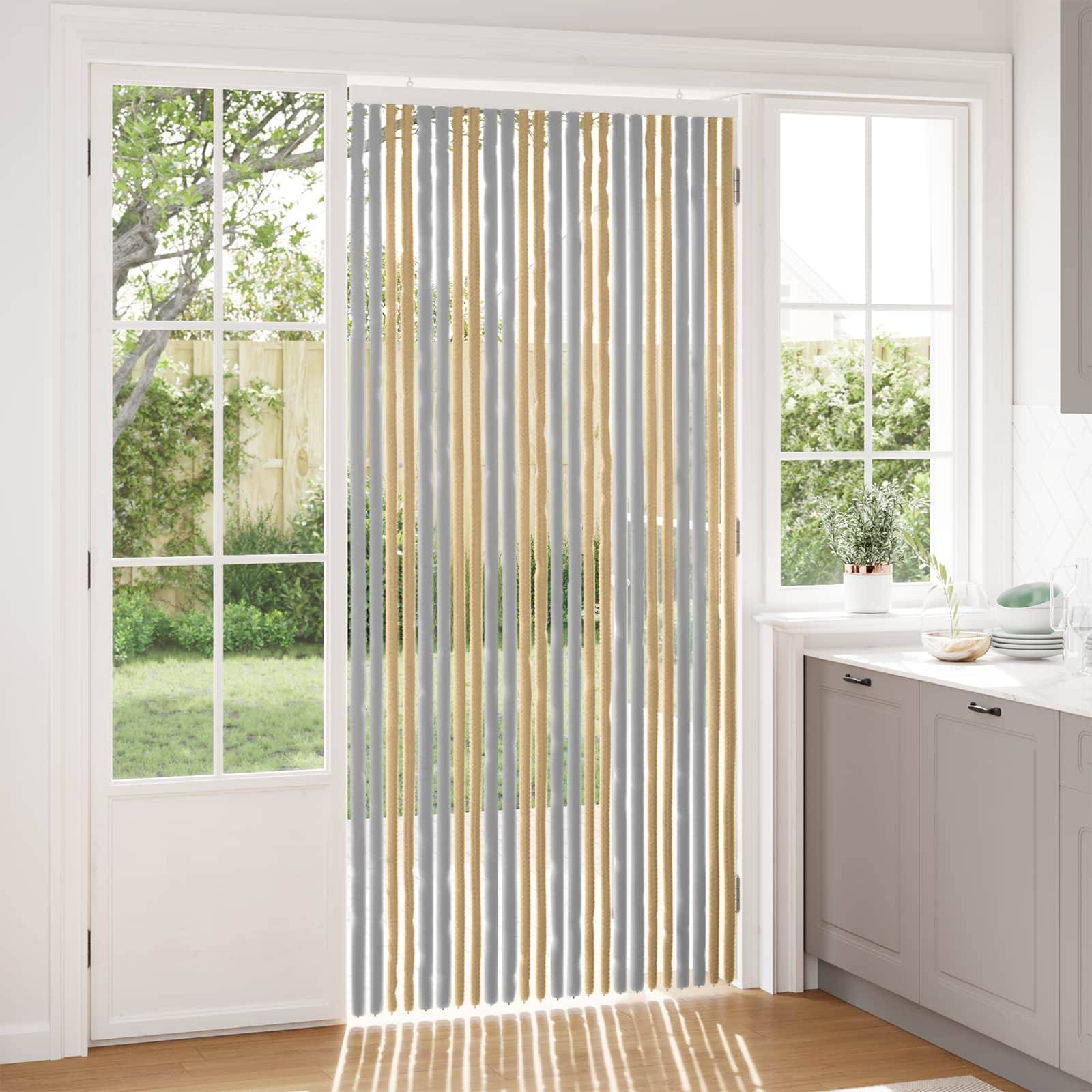 vidaXL Insektenschutzvorhang Chenille Grau und Beige 100 x 220 cm
